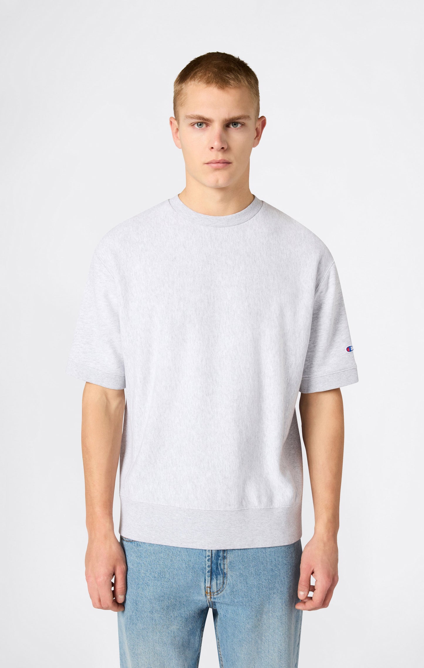 Men's Lightweight Short Sleeve Reverse Weave Crewneck Sweatshirt