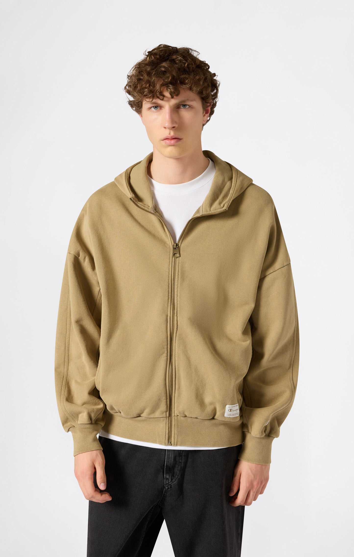 Herren Kapuzen-Sweatshirt mit durchgehendem Reißverschluss und Washed-Effekt