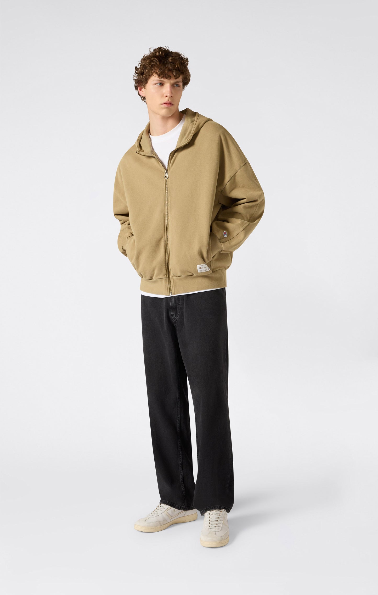 Herren Kapuzen-Sweatshirt mit durchgehendem Reißverschluss und Washed-Effekt