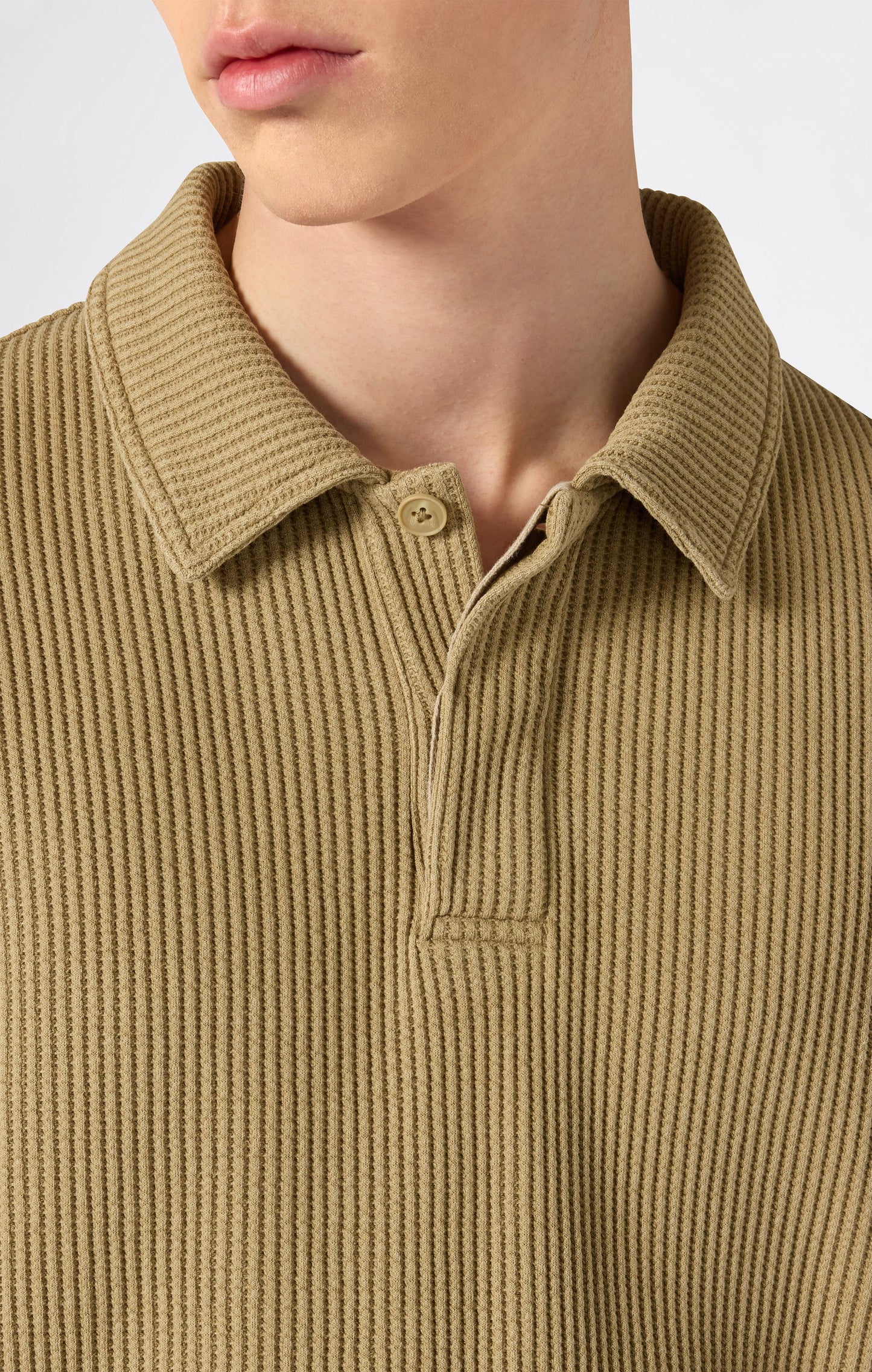 Men's Washed Waffle Polo Shirt