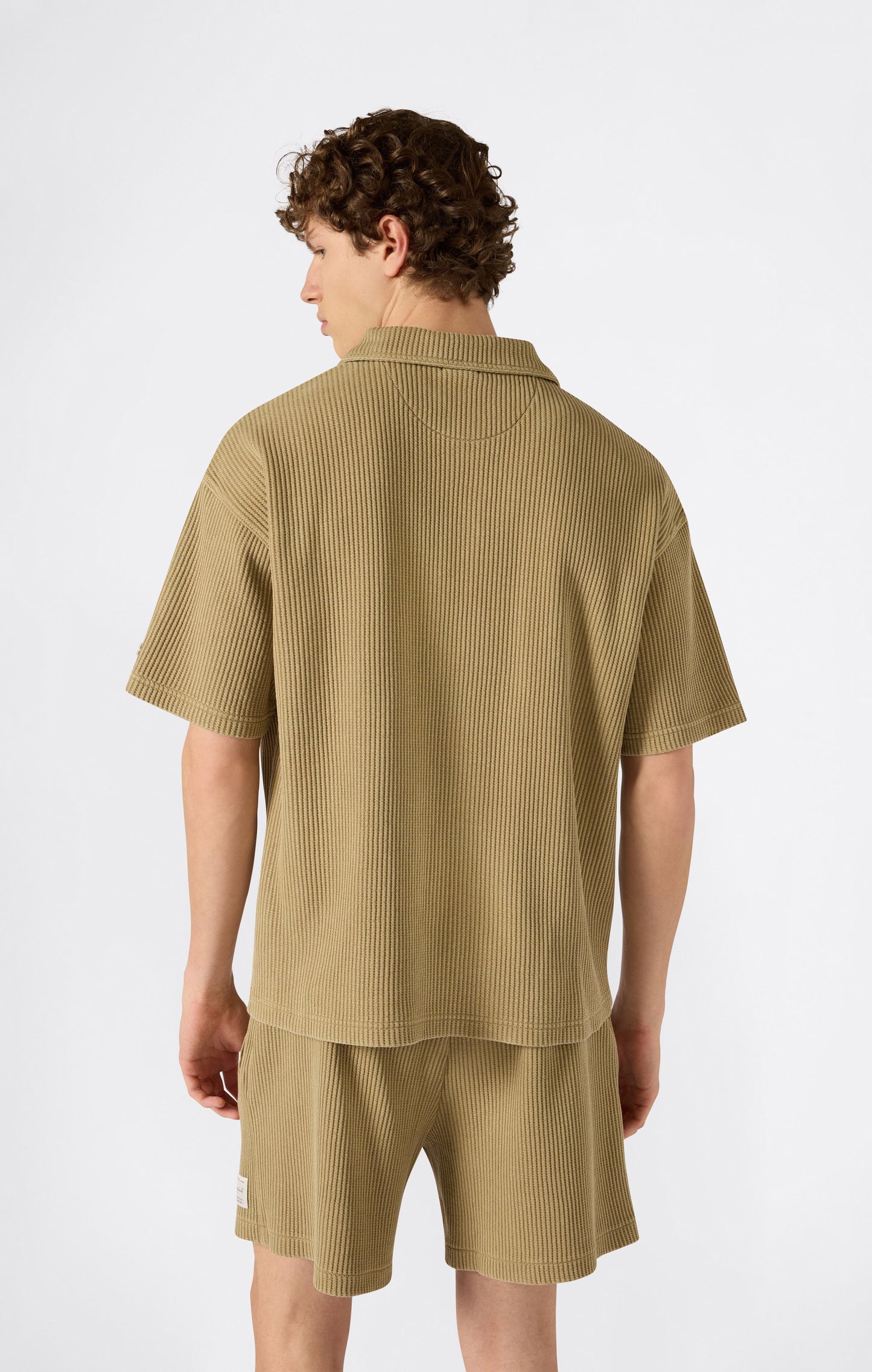 Men's Washed Waffle Polo Shirt