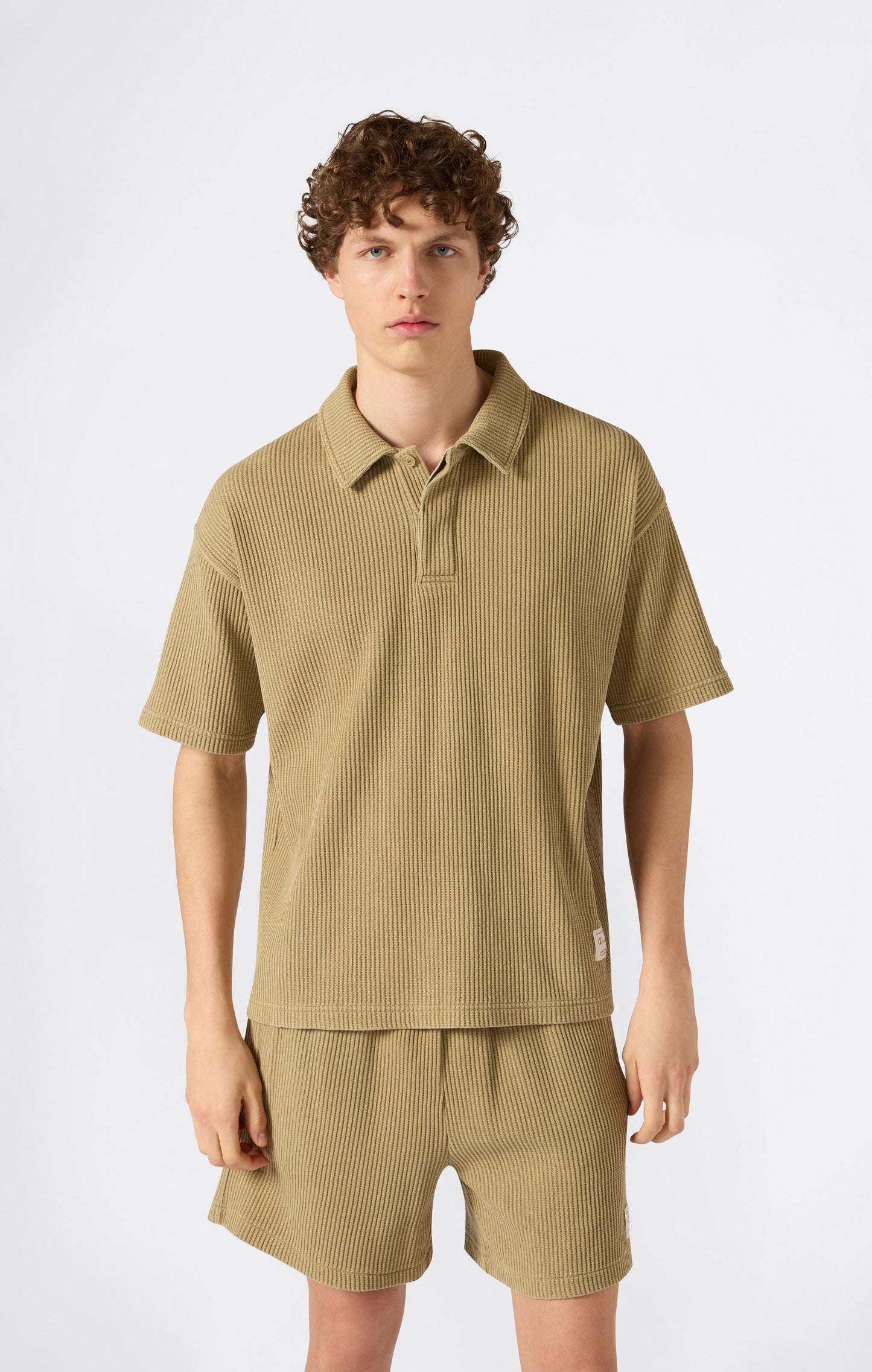 Men's Washed Waffle Polo Shirt