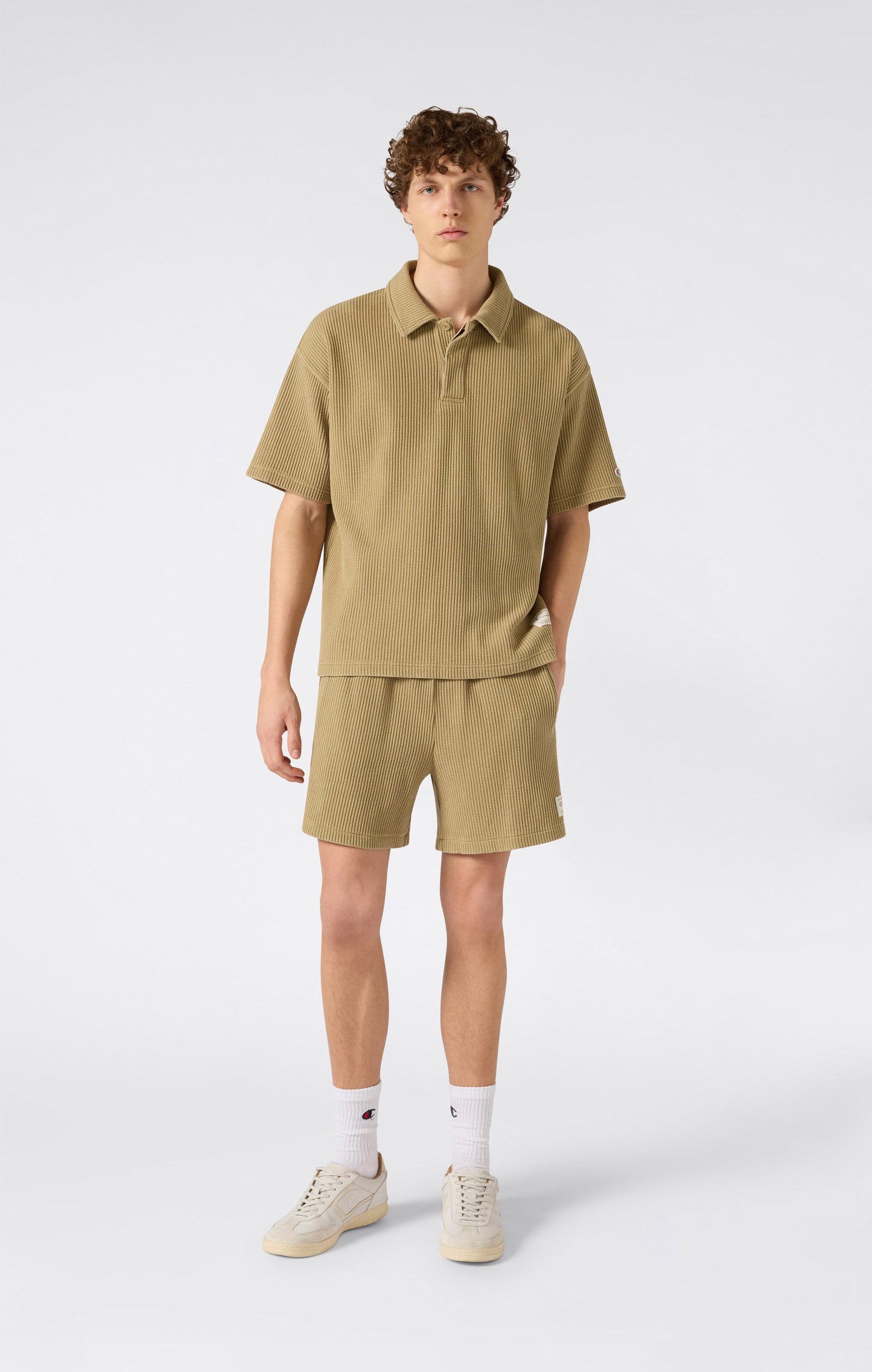 Men's Washed Waffle Polo Shirt