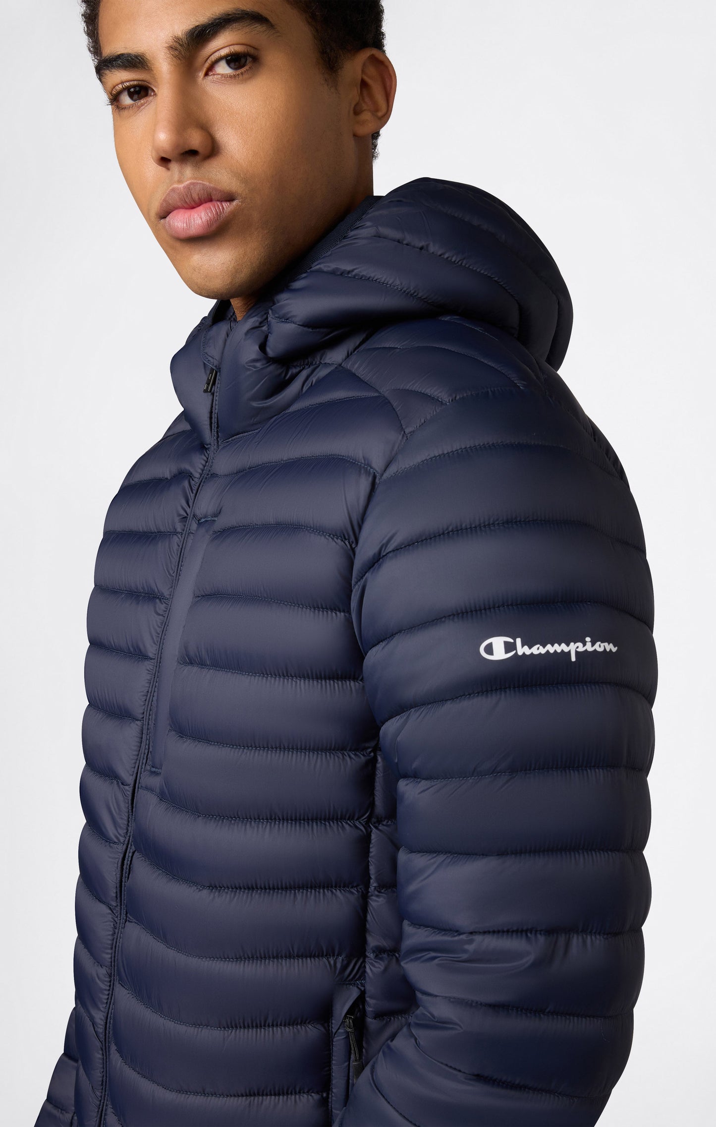Men's Lightweight Hooded Padded Jacket with Full Zip