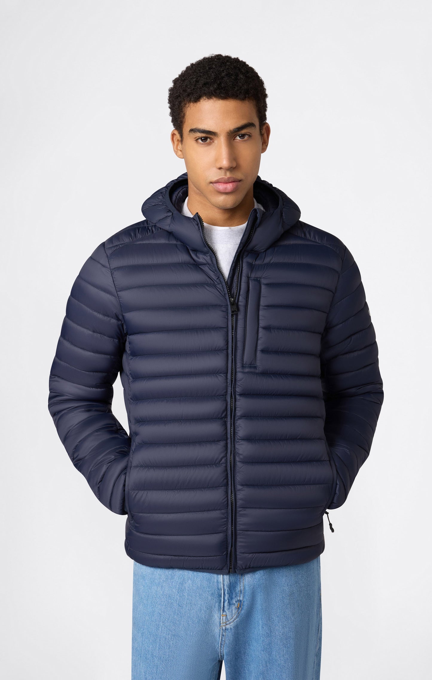 Men's Lightweight Hooded Padded Jacket with Full Zip