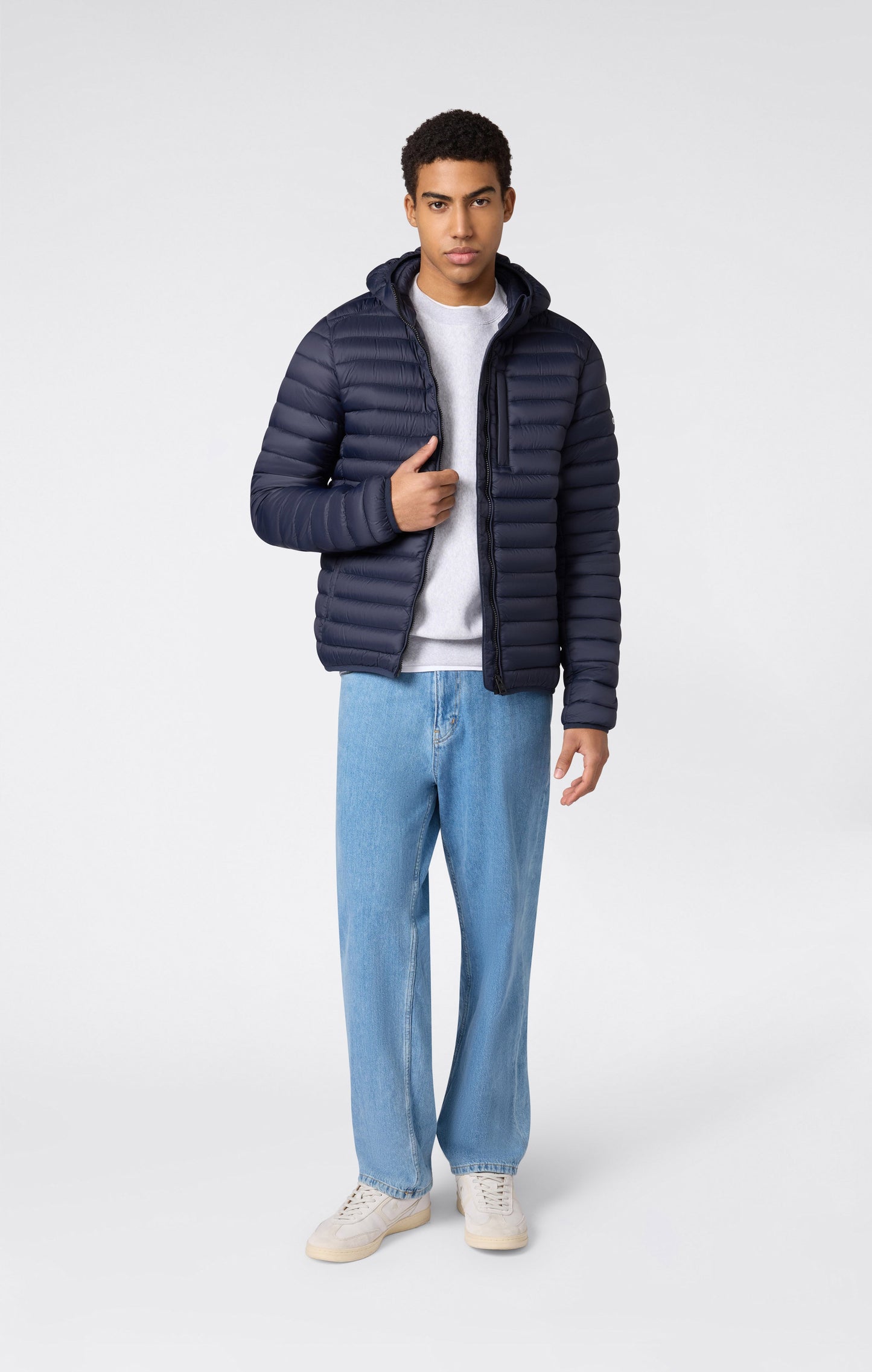 Men's Lightweight Hooded Padded Jacket with Full Zip