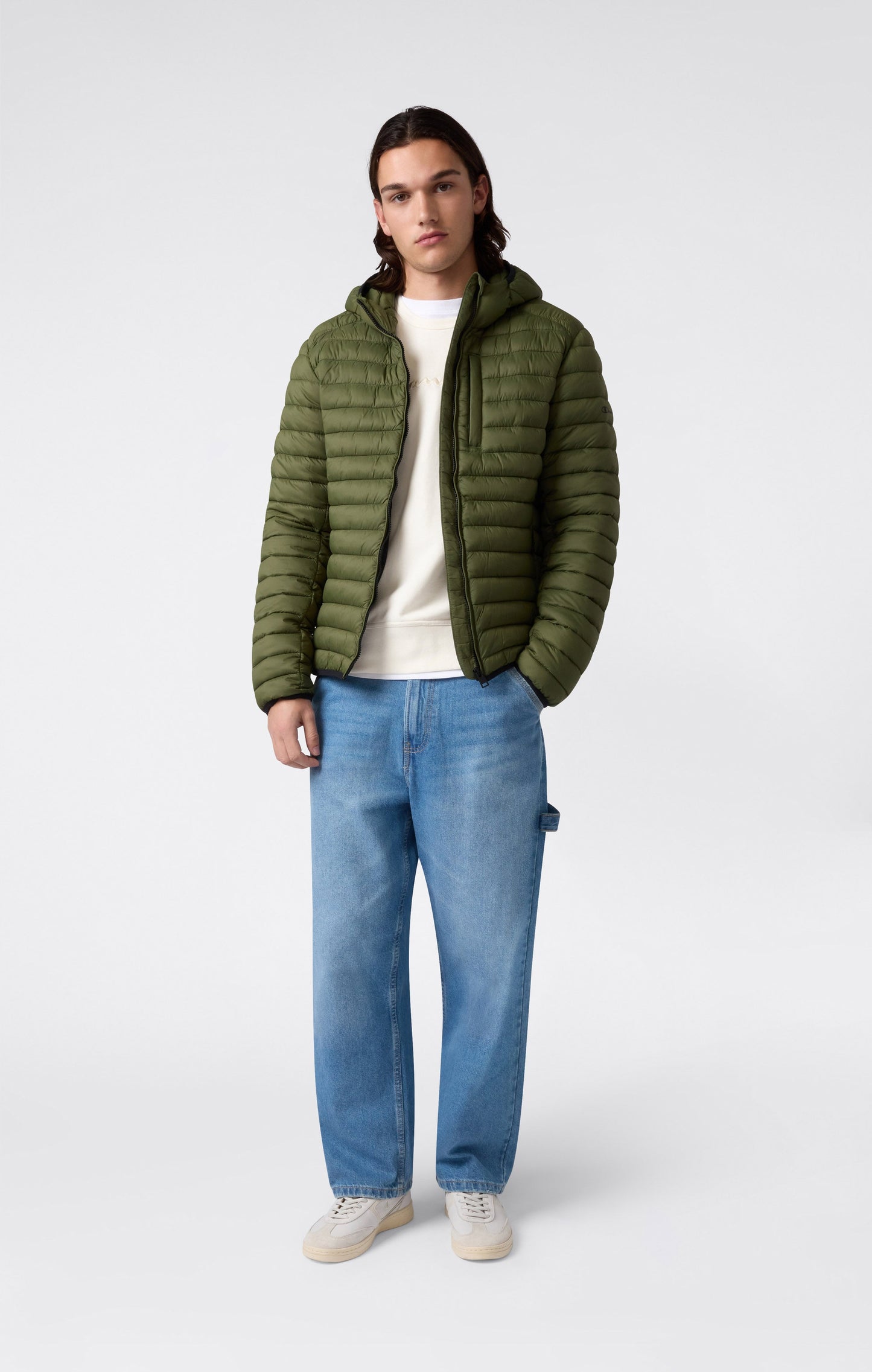 Men's Lightweight Hooded Padded Jacket with Full Zip