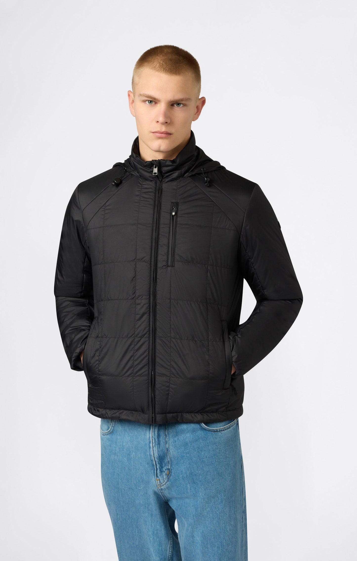 Men's Padded Hooded Jacket with Full Zip