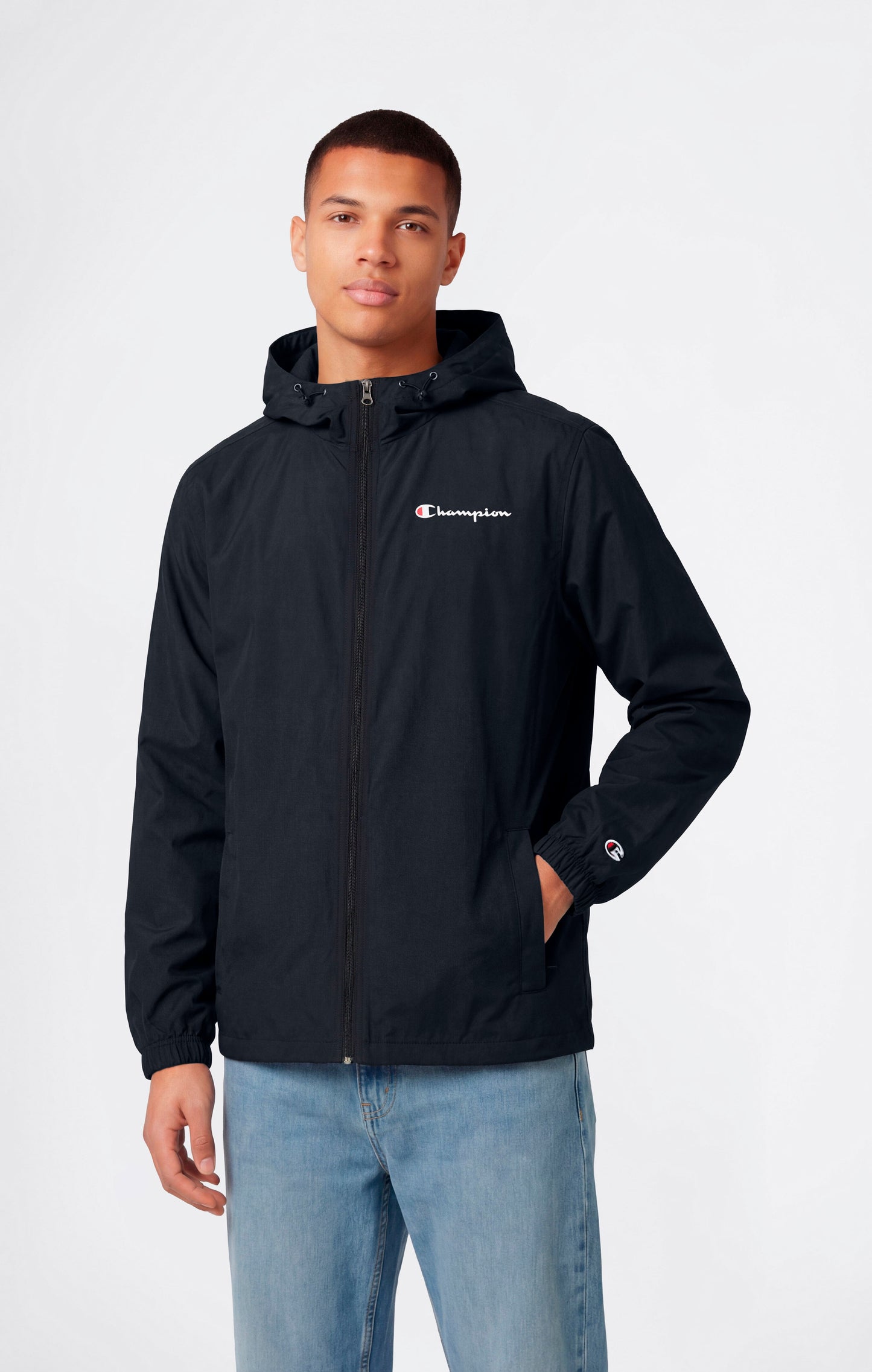 Men's Lightweight Full Zip Hooded Windbreaker Jacket