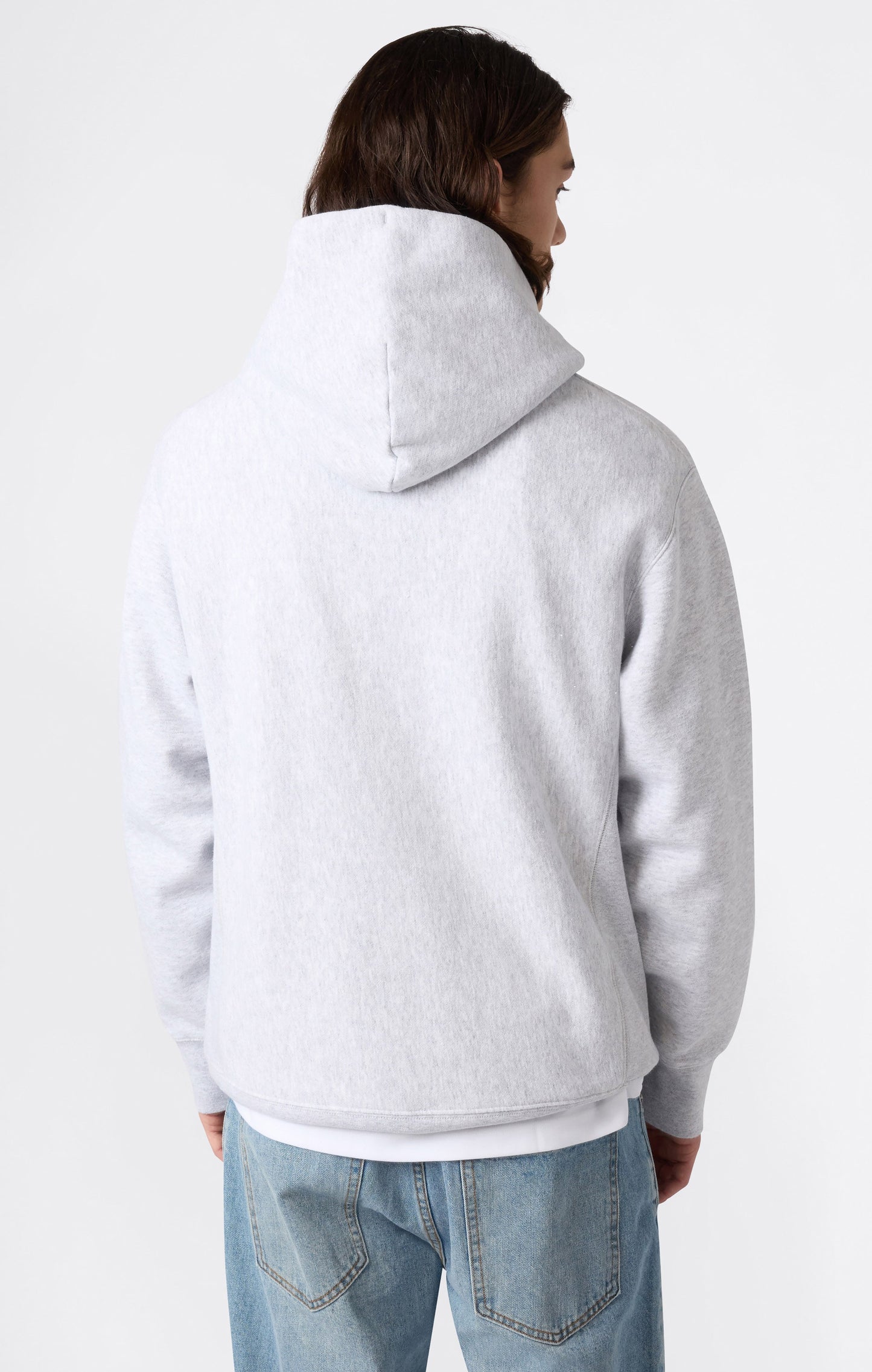 Heavyweight Men's Hooded Sweatshirt with Brushed Interior and Print Reverse Weave