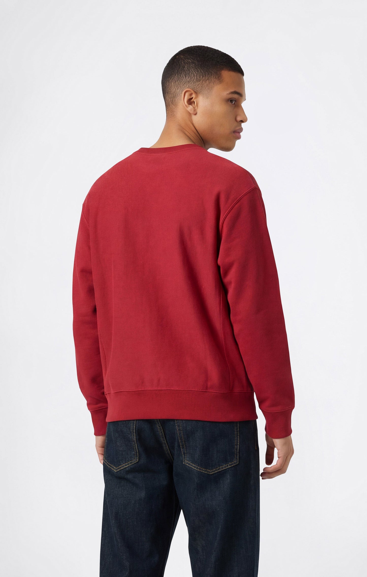 Men's Heavyweight Crewneck Sweatshirt with Brushed Interior and Print Reverse Weave