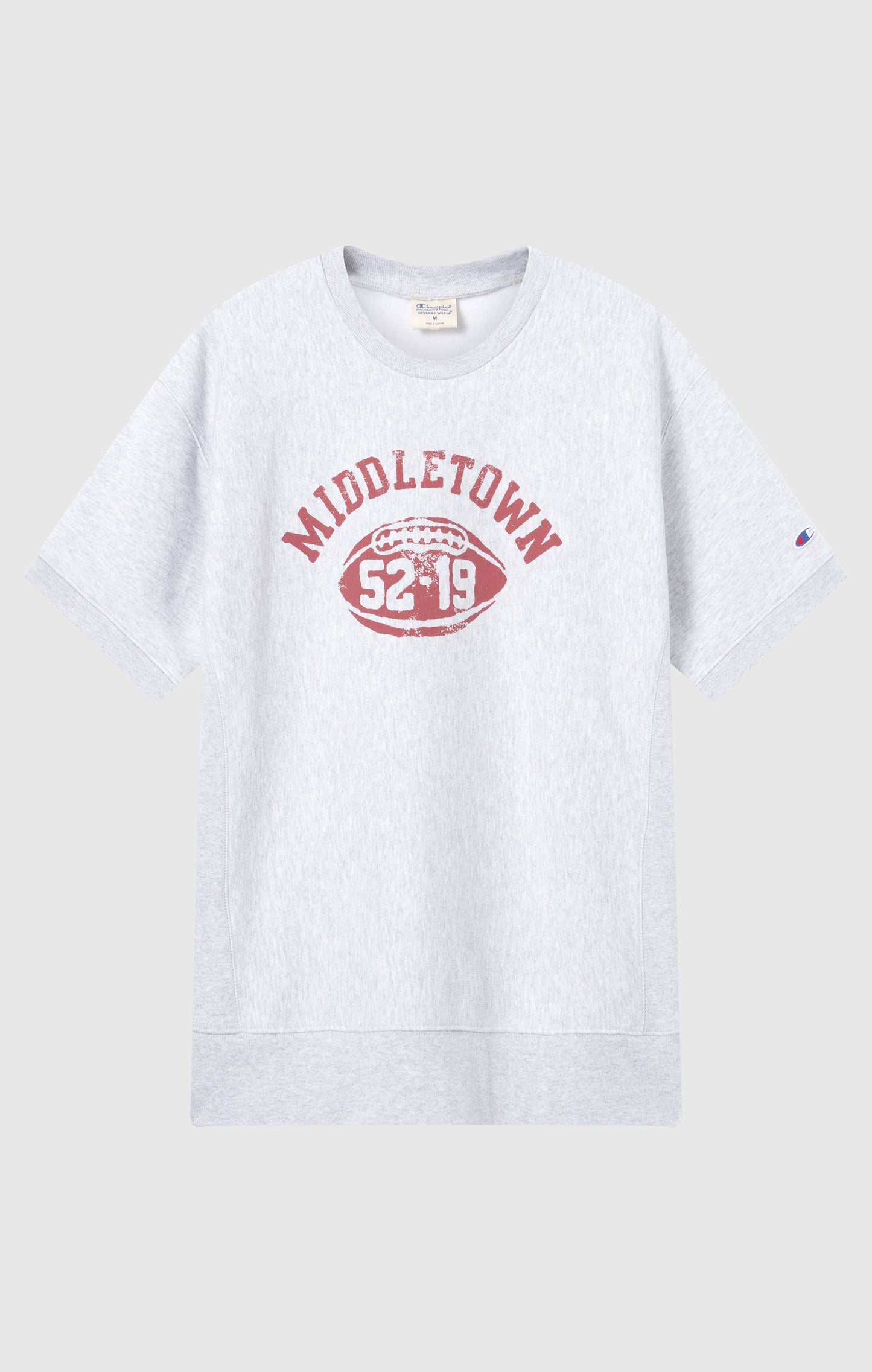Men's Heavyweight Short Sleeve Sweatshirt with Brushed Interior and Print Reverse Weave