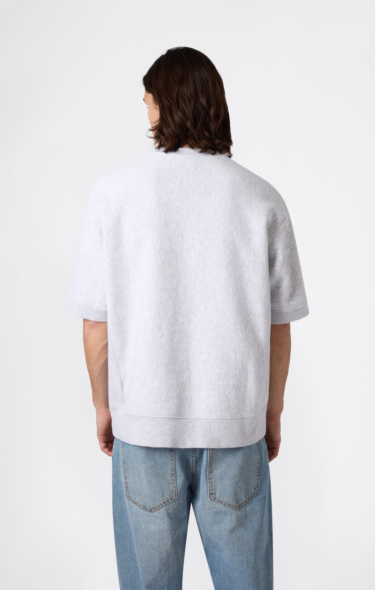 Men's Heavyweight Short Sleeve Sweatshirt with Brushed Interior and Print Reverse Weave