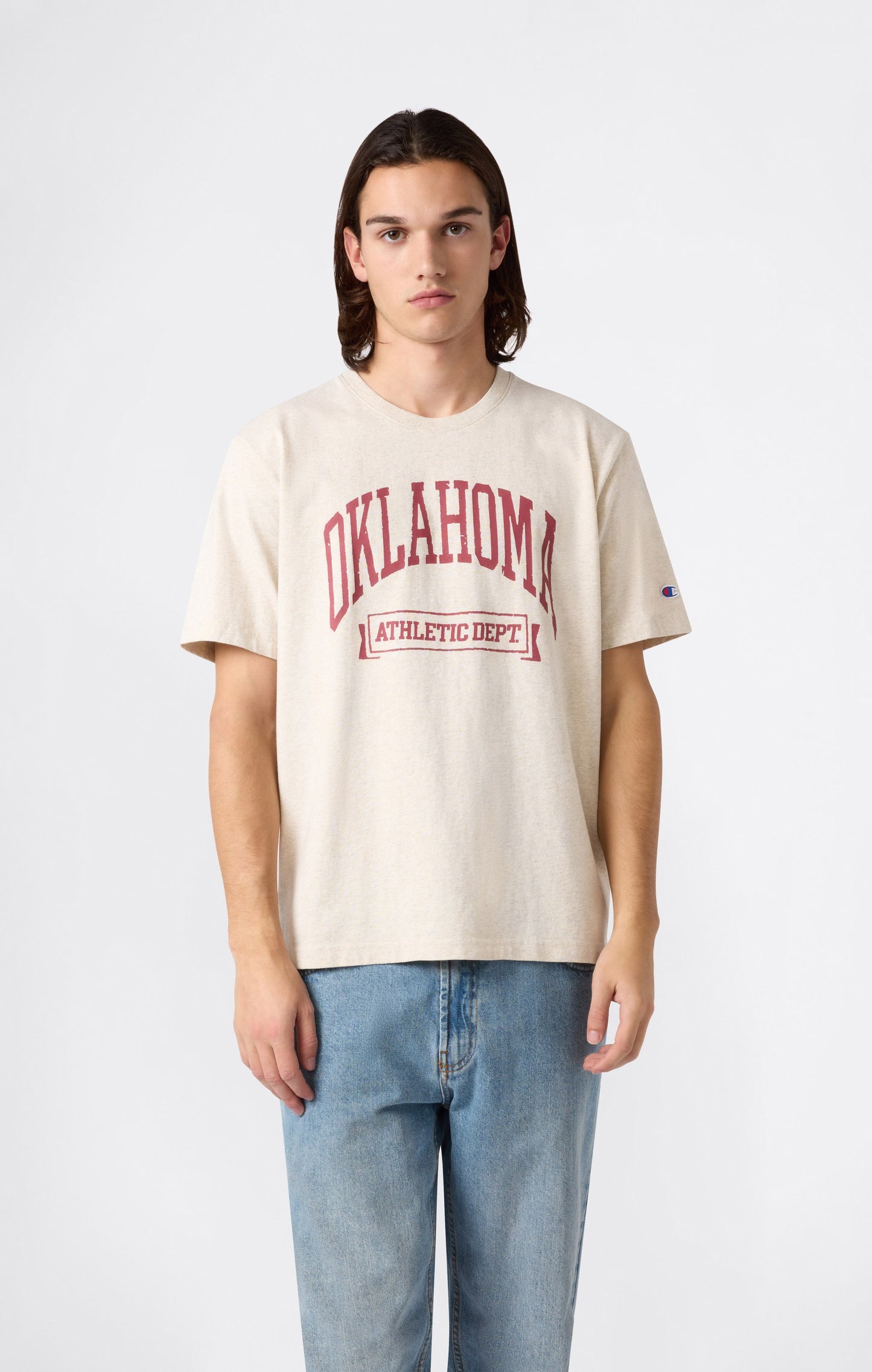 Men's Heavy Cotton T-Shirt with Reverse Weave Print