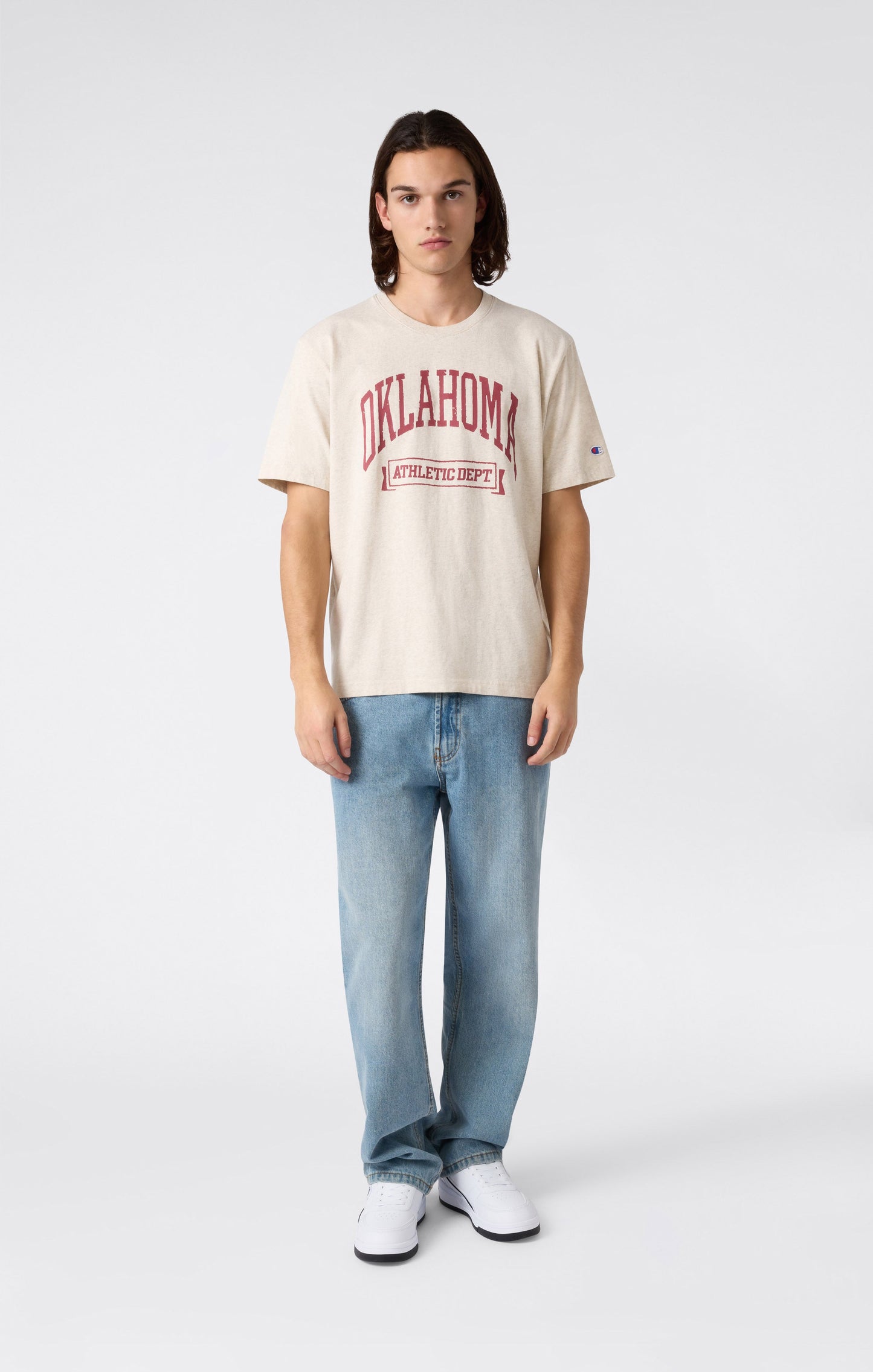 Men's Heavy Cotton T-Shirt with Reverse Weave Print