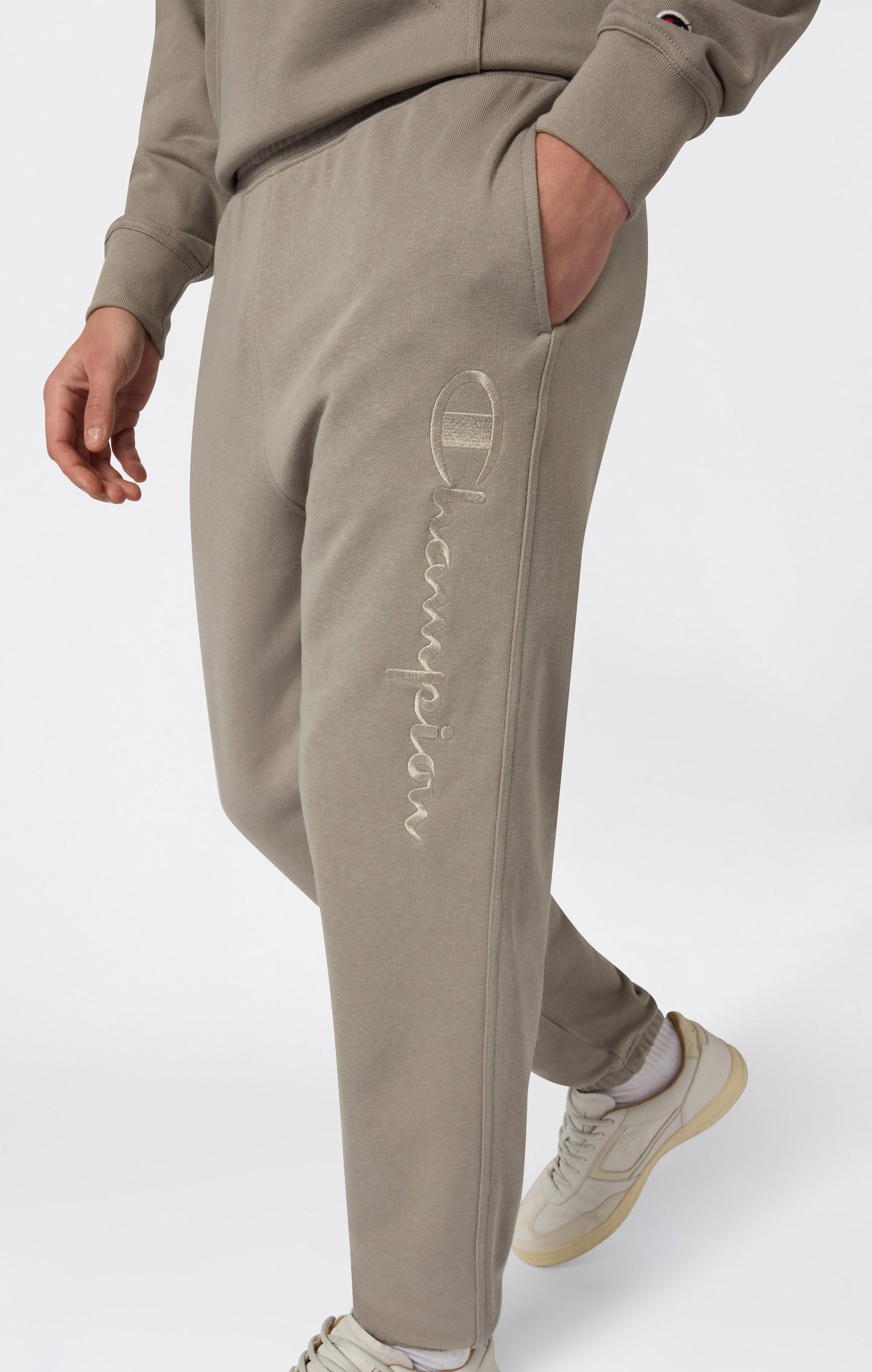 Men's Lightweight Pants with Elastic Cuffs and Tonal Maxi Embroidered Logo Icons