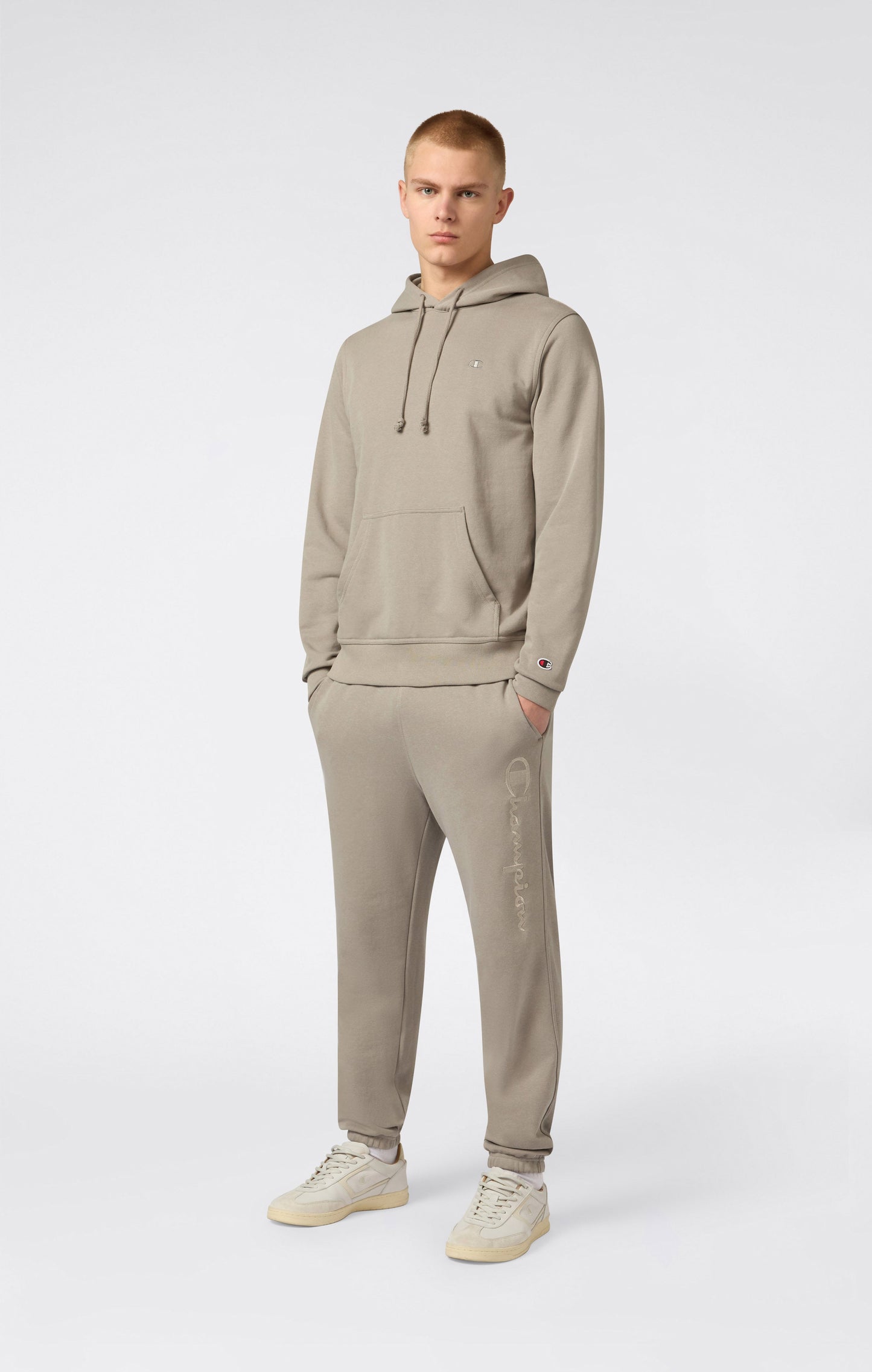 Men's Lightweight Pants with Elastic Cuffs and Tonal Maxi Embroidered Logo Icons