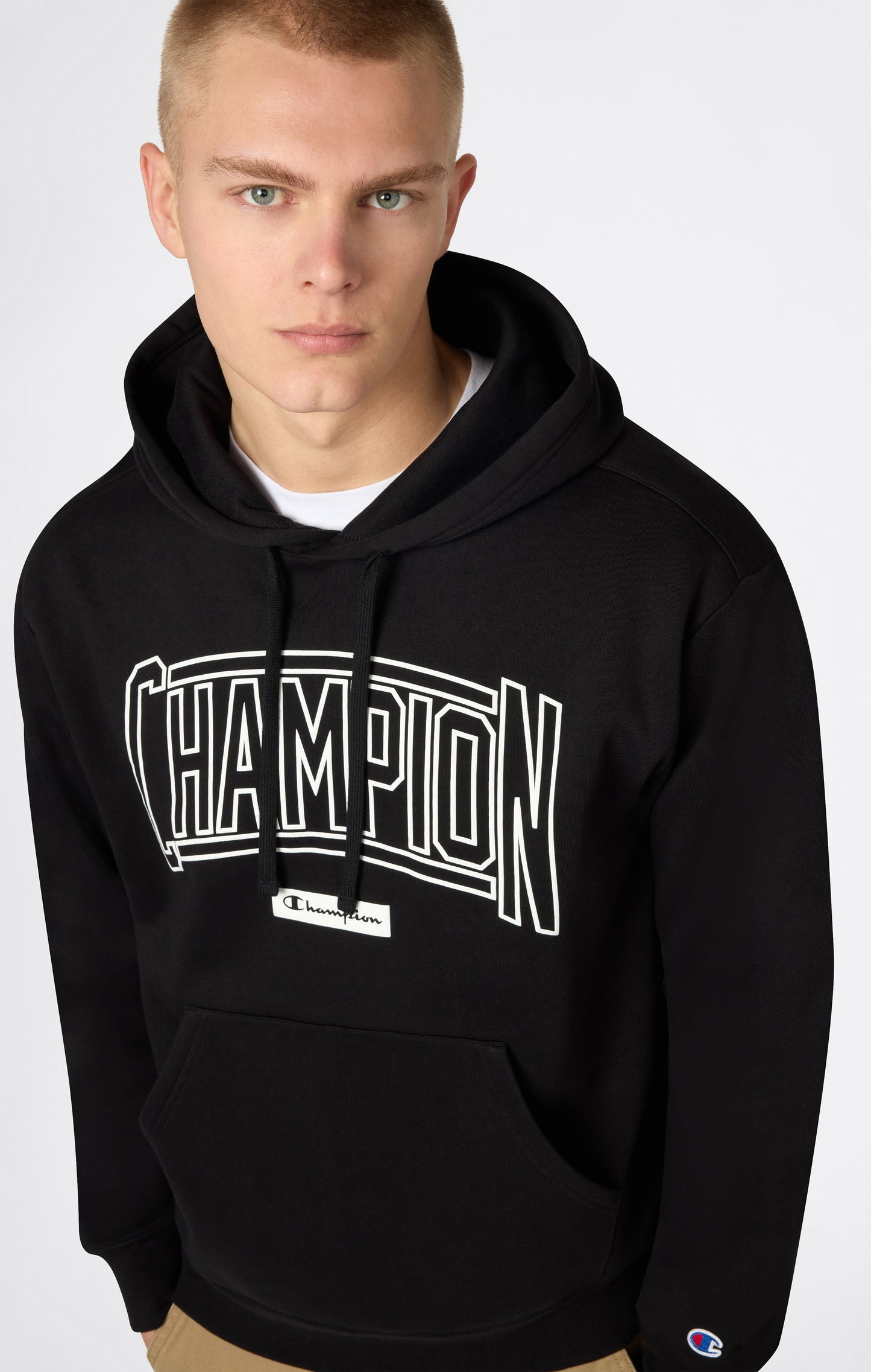 Men's Hooded Sweatshirt With Brushed Interior And Puff Print Logo