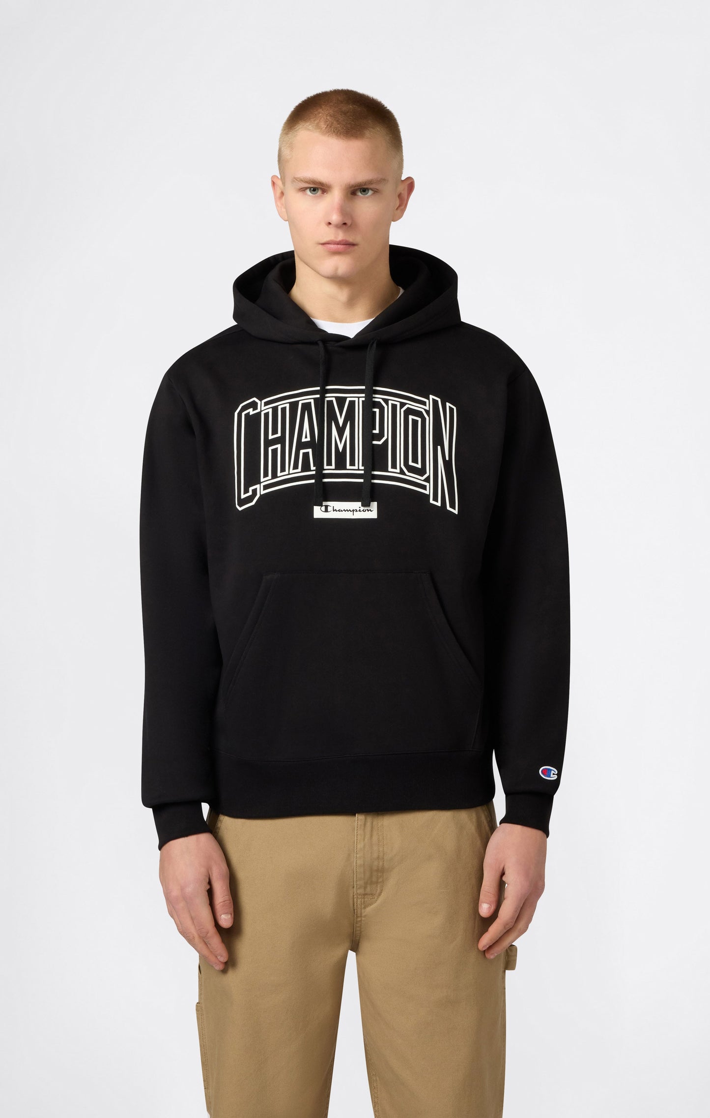 Men's Hooded Sweatshirt With Brushed Interior And Puff Print Logo