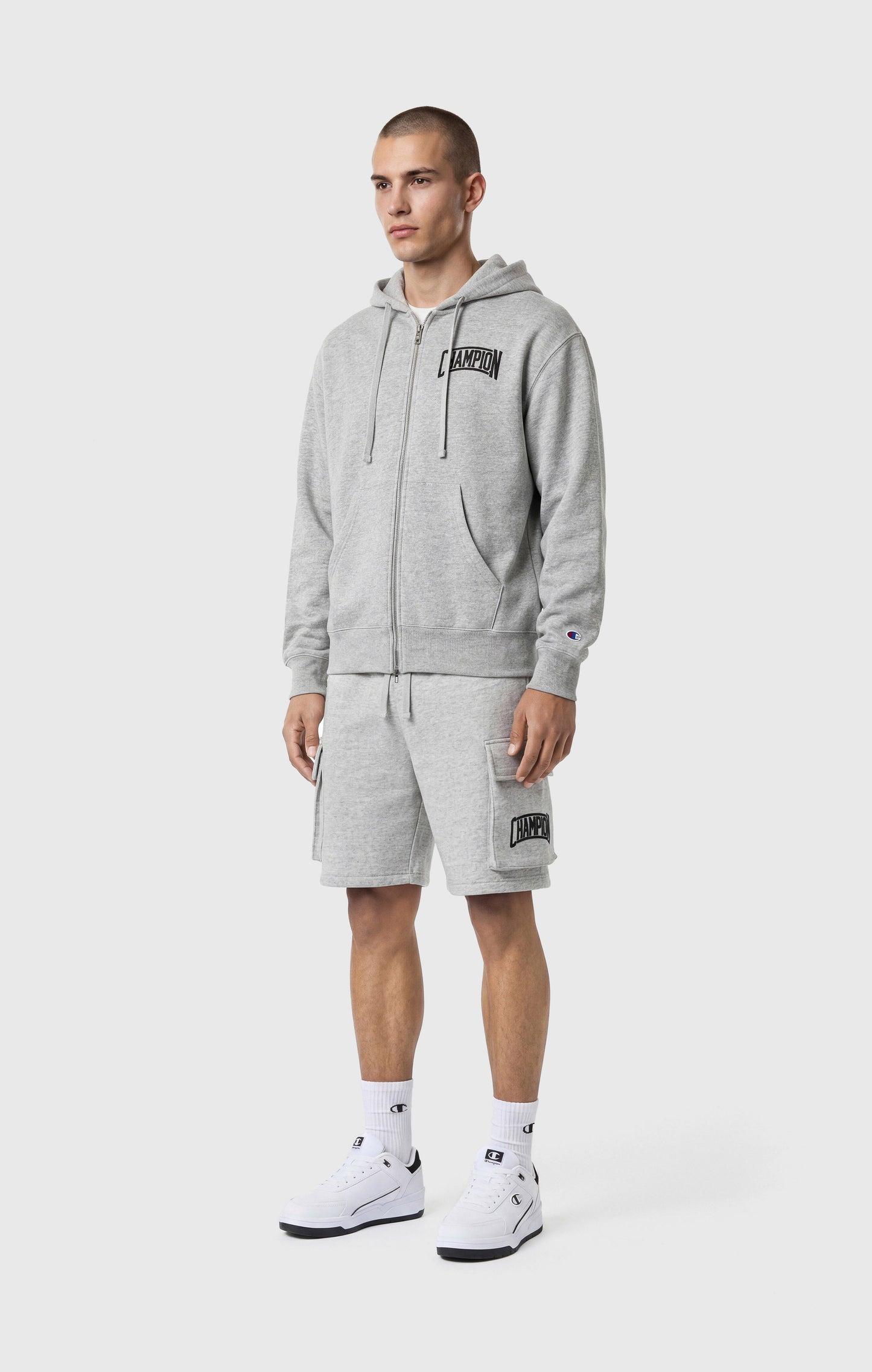 Men's Hooded Full Zip Sweatshirt With Brushed Interior And Puff Print Logo