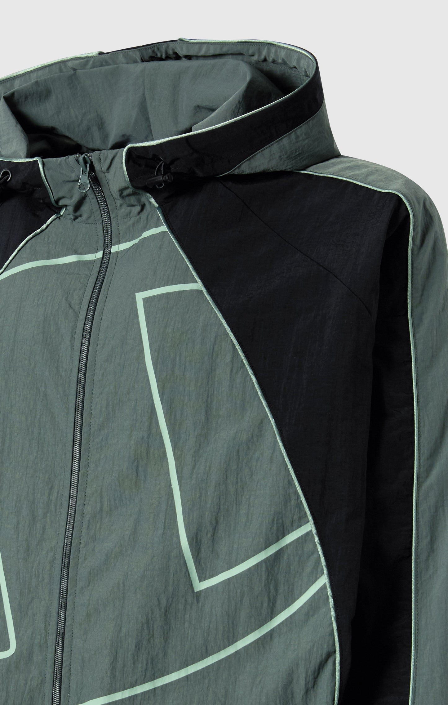 Herren-Trainingsjacke mit durchgehendem Reißverschluss, Kapuze, aus gewebtem Nylon, lockere Passform