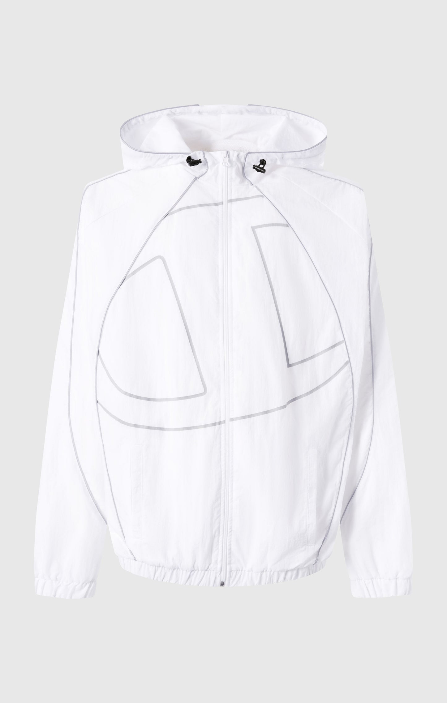 Men's Woven Nylon Full-Zip Hooded Track Top Loose Fit