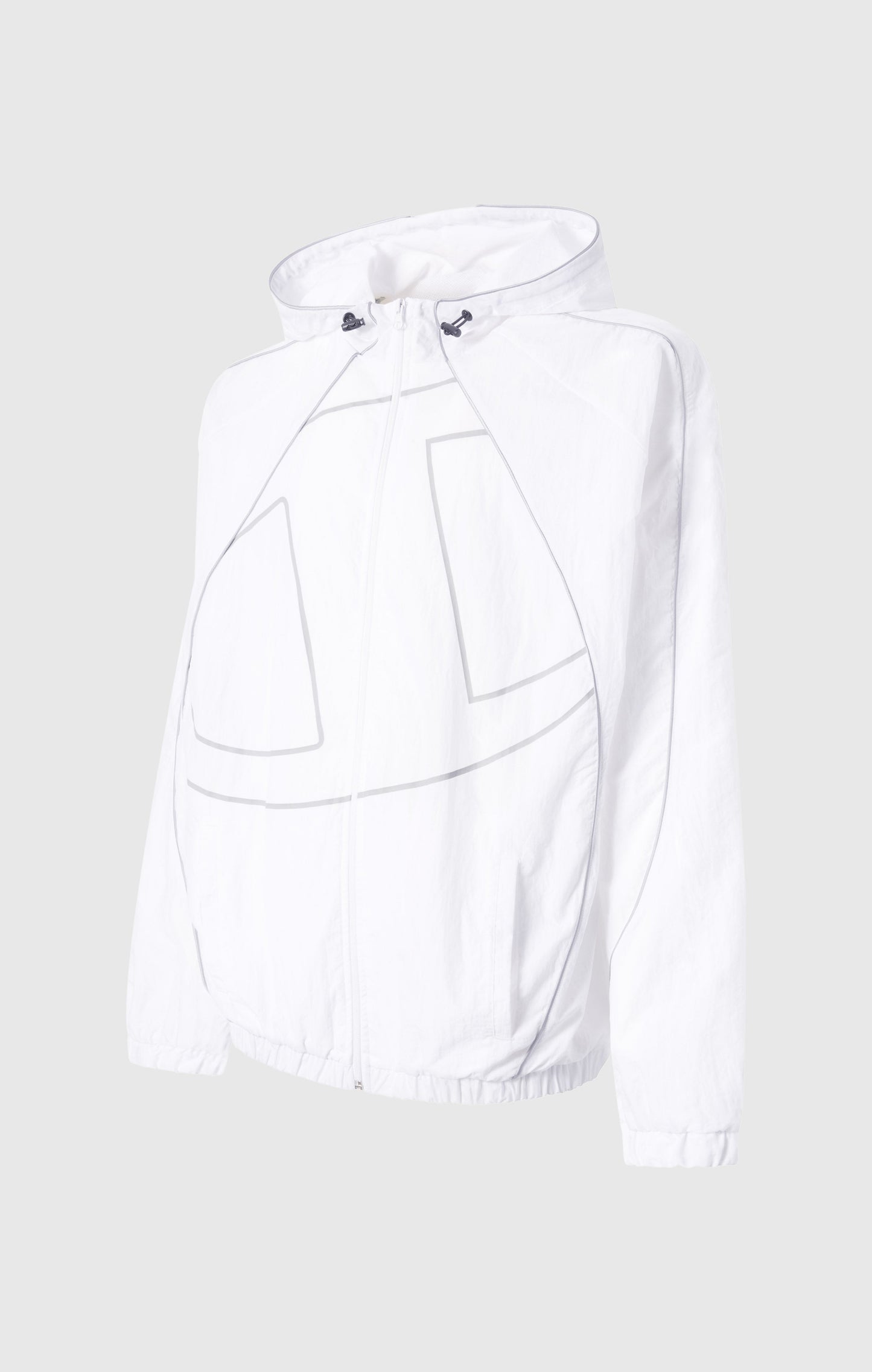 Men's Woven Nylon Full-Zip Hooded Track Top Loose Fit