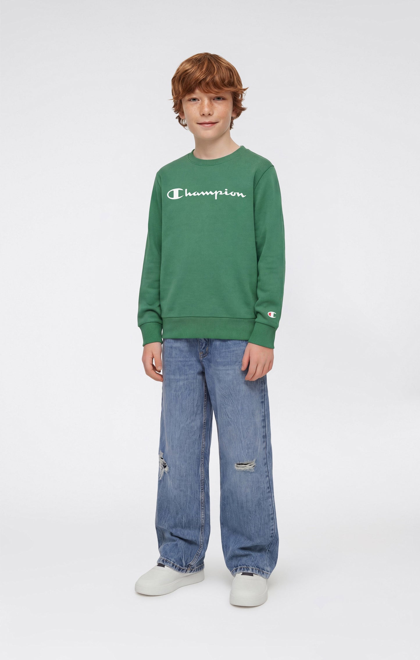 Boys' Lightweight Crewneck Sweatshirt with Maxi Printed Logo