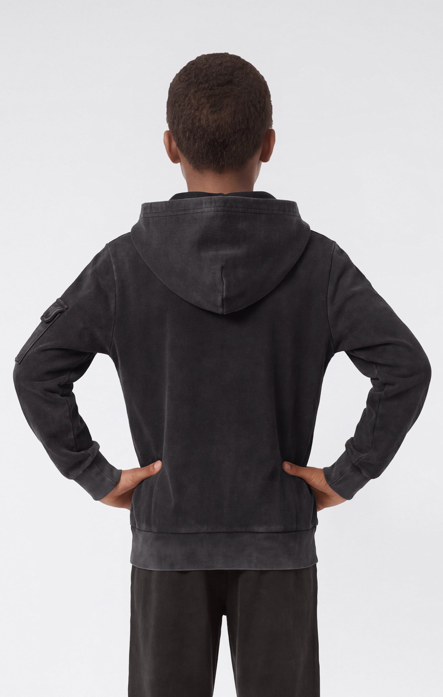 Boys' Washed Effect Full Zip Hooded Sweatshirt Icons