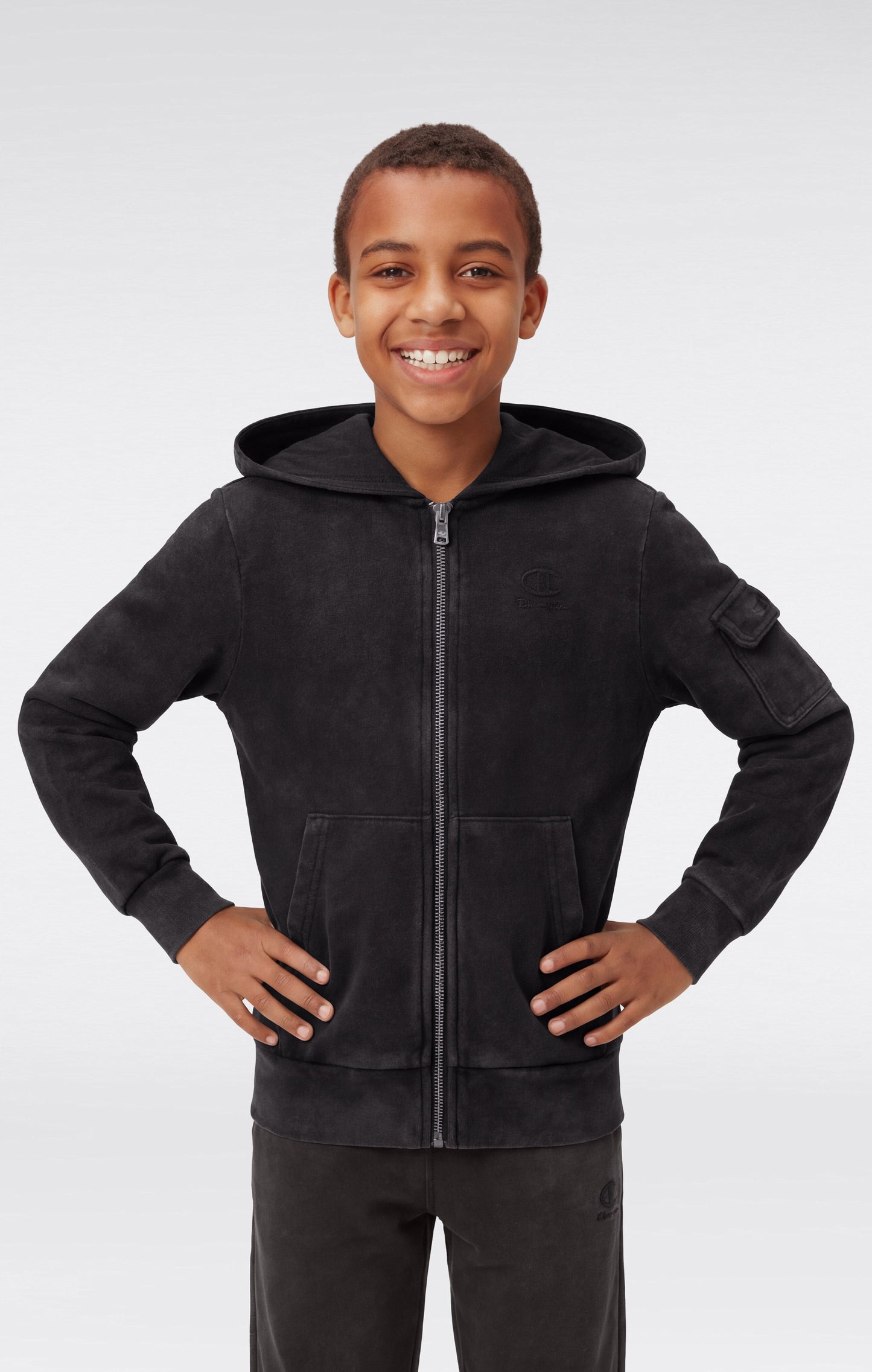 Boys' Washed Effect Full Zip Hooded Sweatshirt Icons