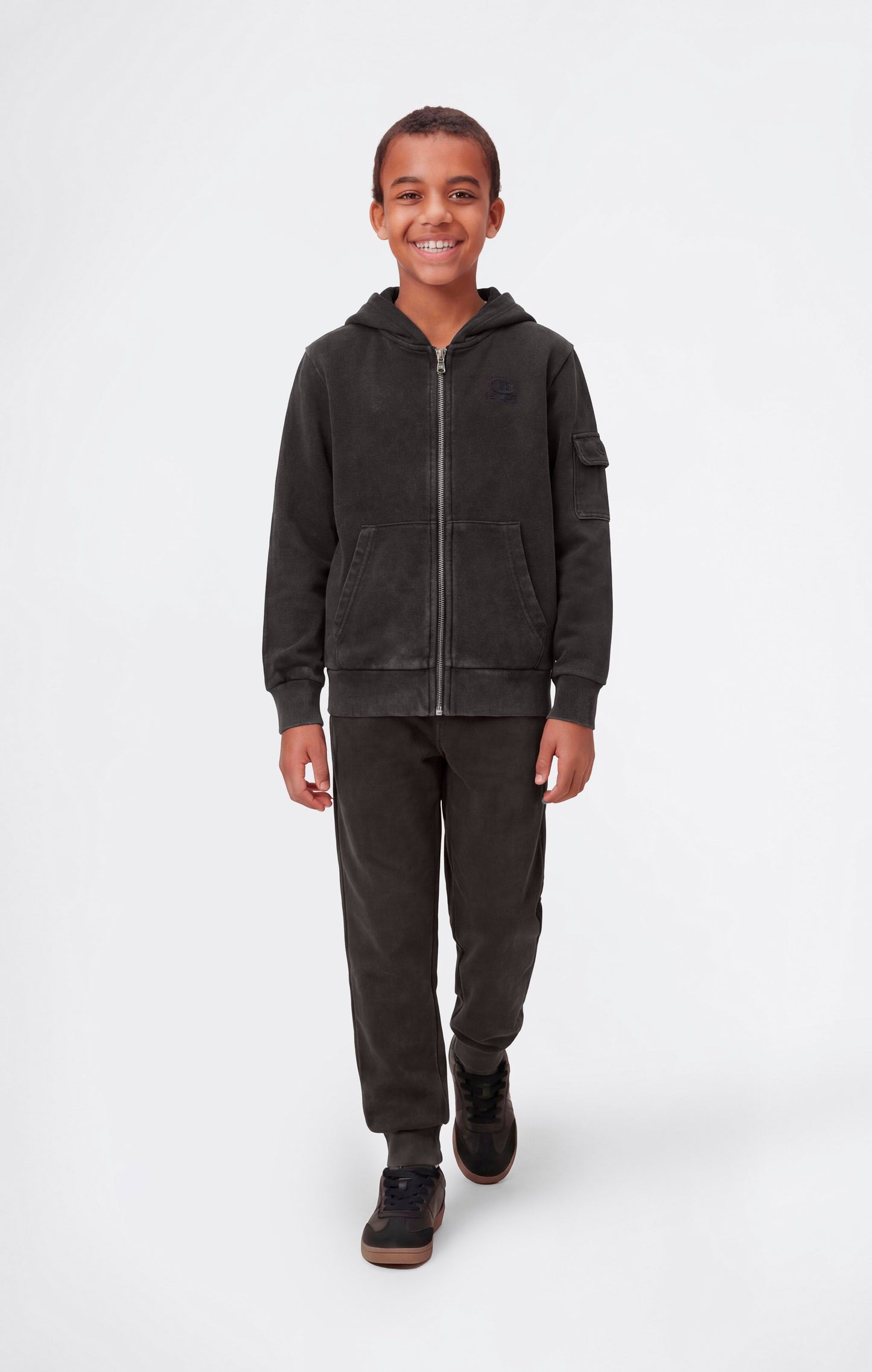 Boys' Washed Effect Full Zip Hooded Sweatshirt Icons
