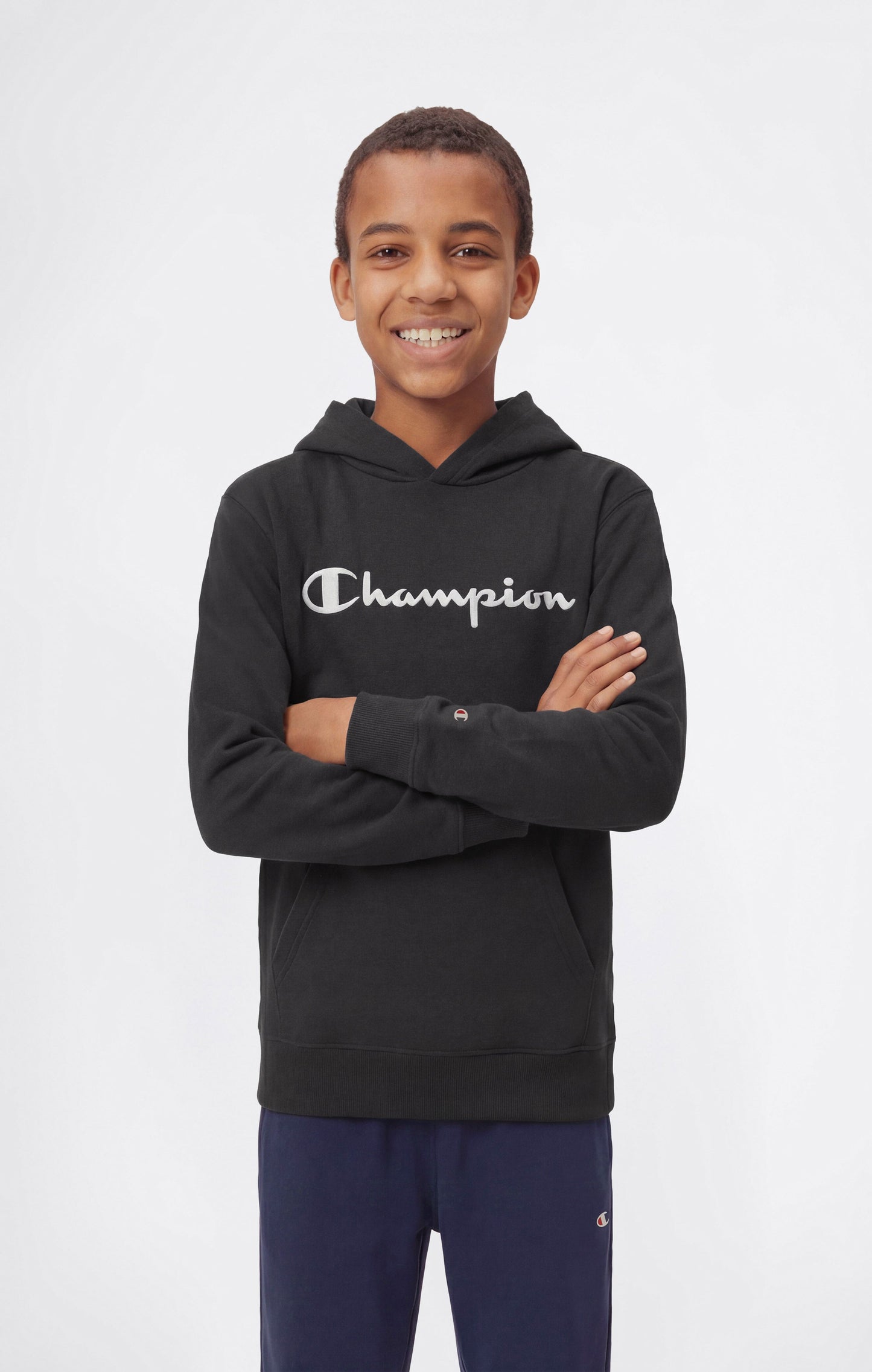Boys' Lightweight Hooded Sweatshirt with Tonal Embroidered Maxi Logo Icons