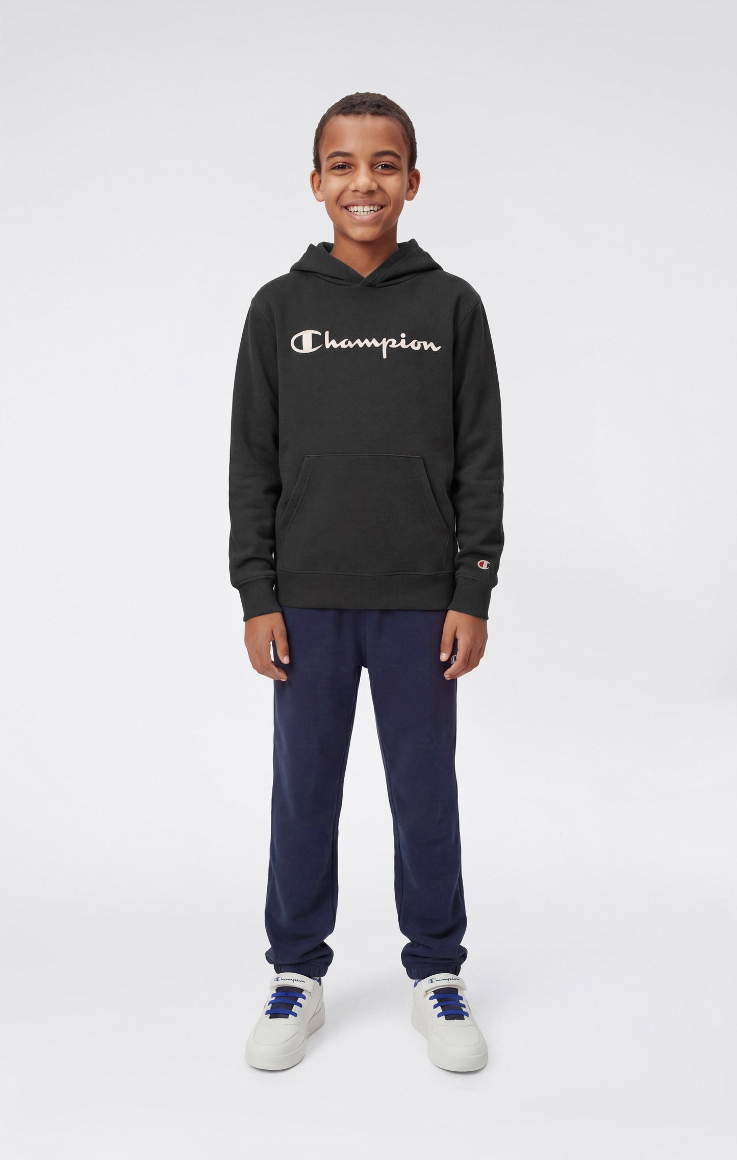 Boys' Lightweight Hooded Sweatshirt with Tonal Embroidered Maxi Logo Icons