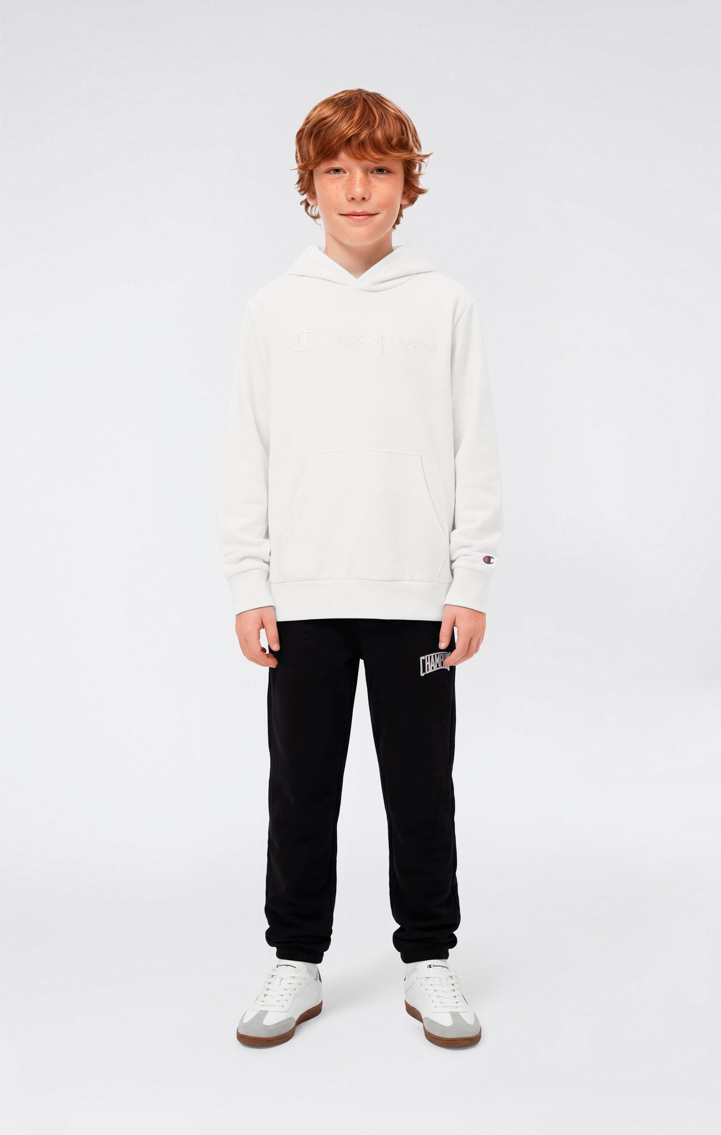 Boys' Lightweight Hooded Sweatshirt with Tonal Embroidered Maxi Logo Icons