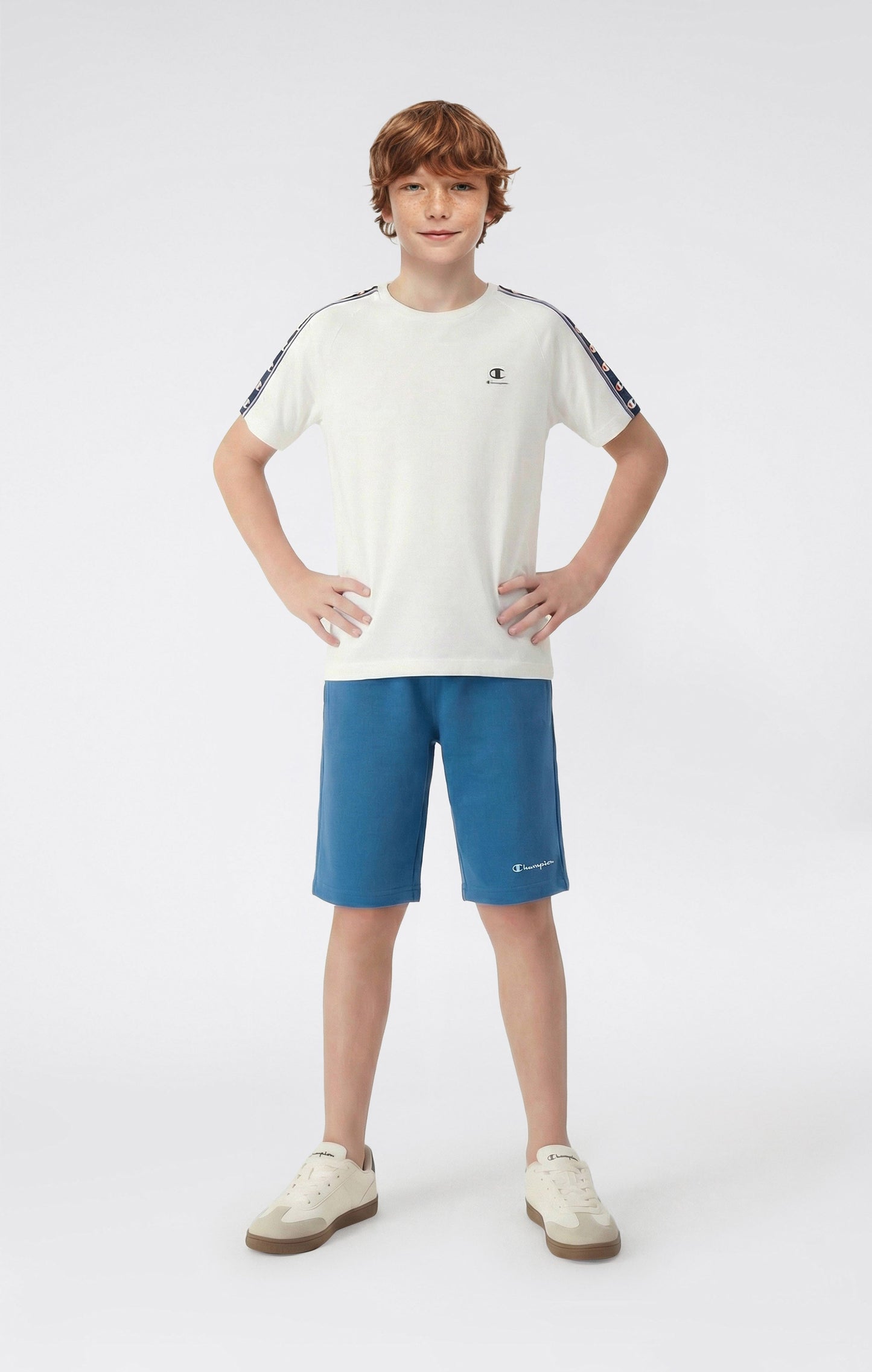 Boys' Bermuda Shorts with Small Embroidered Logo Icons