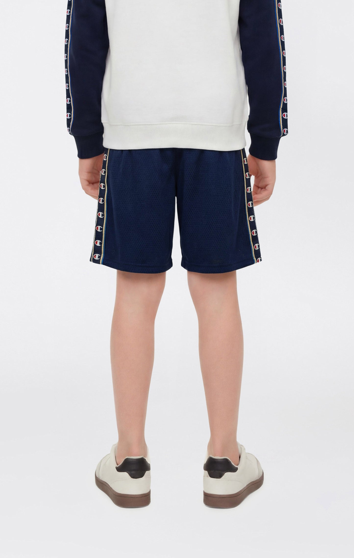 Jungen Bermuda-Shorts aus Mesh mit Logo-Tape