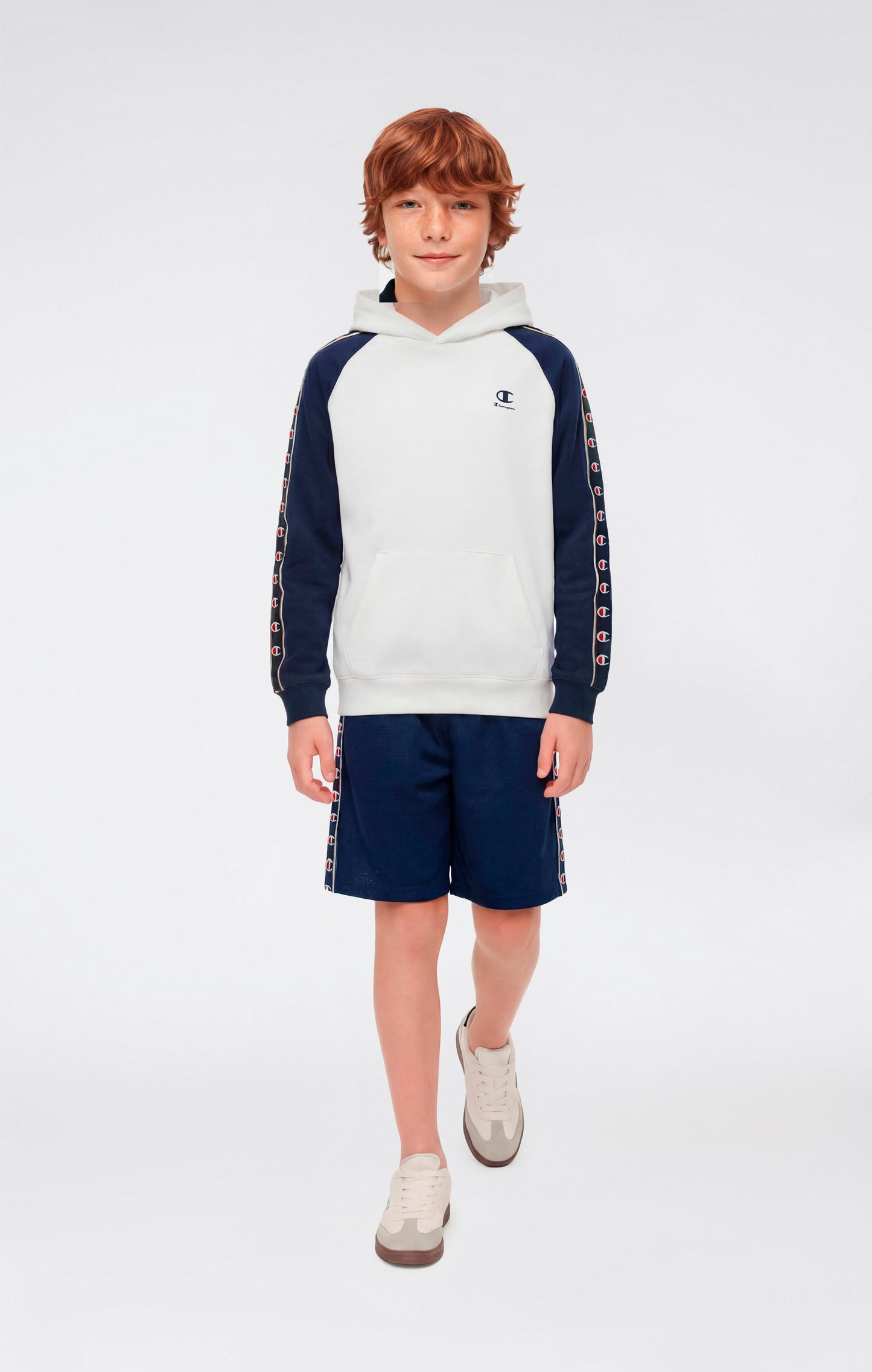 Jungen Bermuda-Shorts aus Mesh mit Logo-Tape