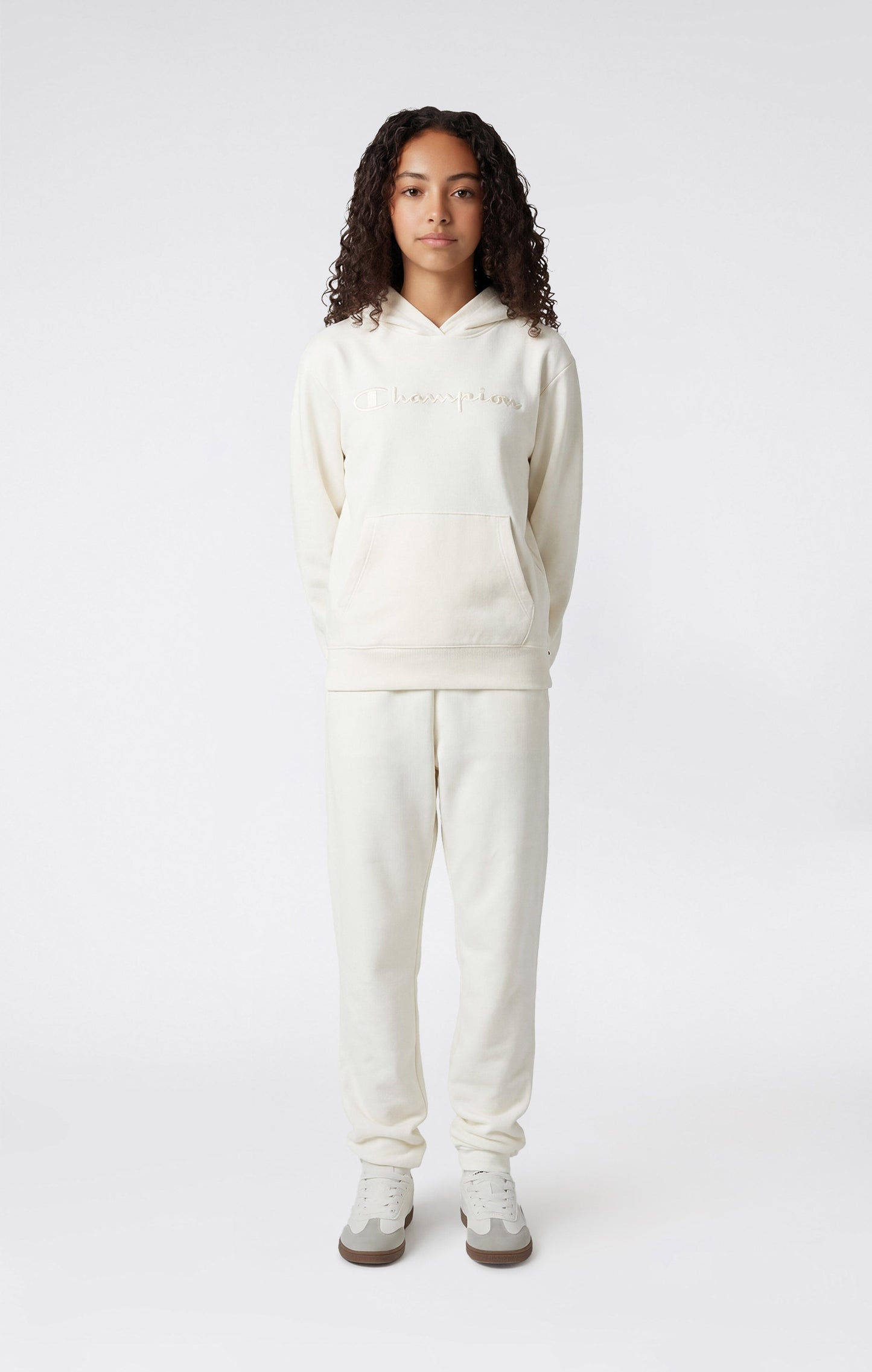Girls' Lightweight Hooded Sweatshirt with Tonal Embroidered Maxi Logo Icons