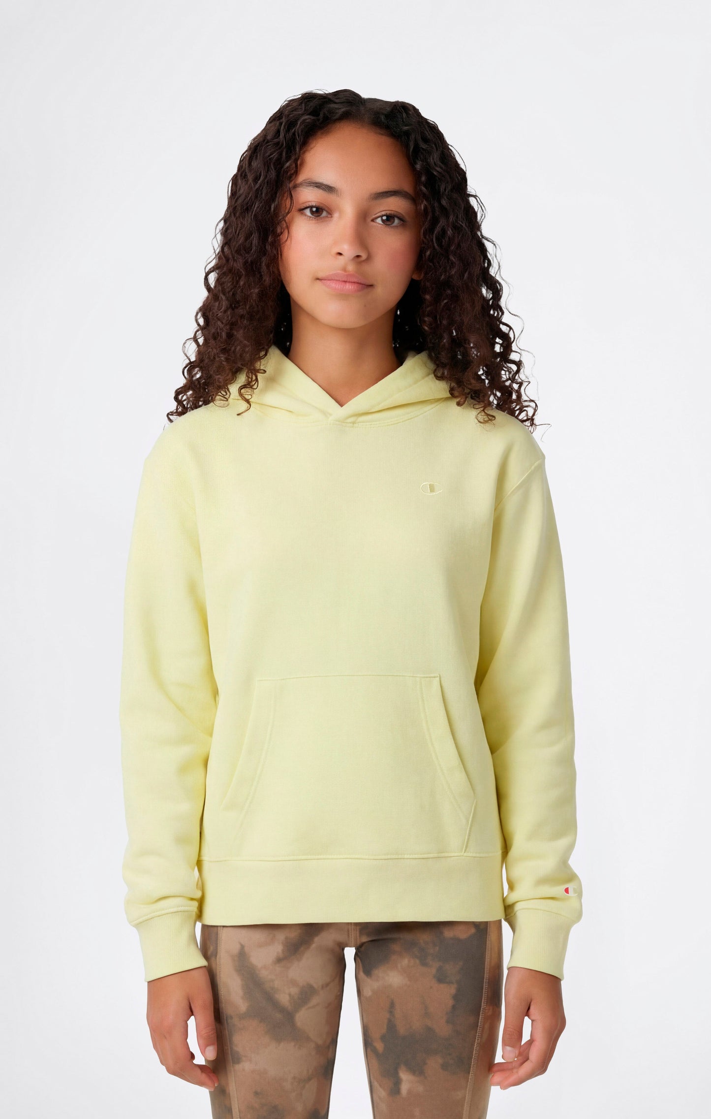 Girls' Lightweight Hooded Sweatshirt with Tonal Embroidered C Logo Icons
