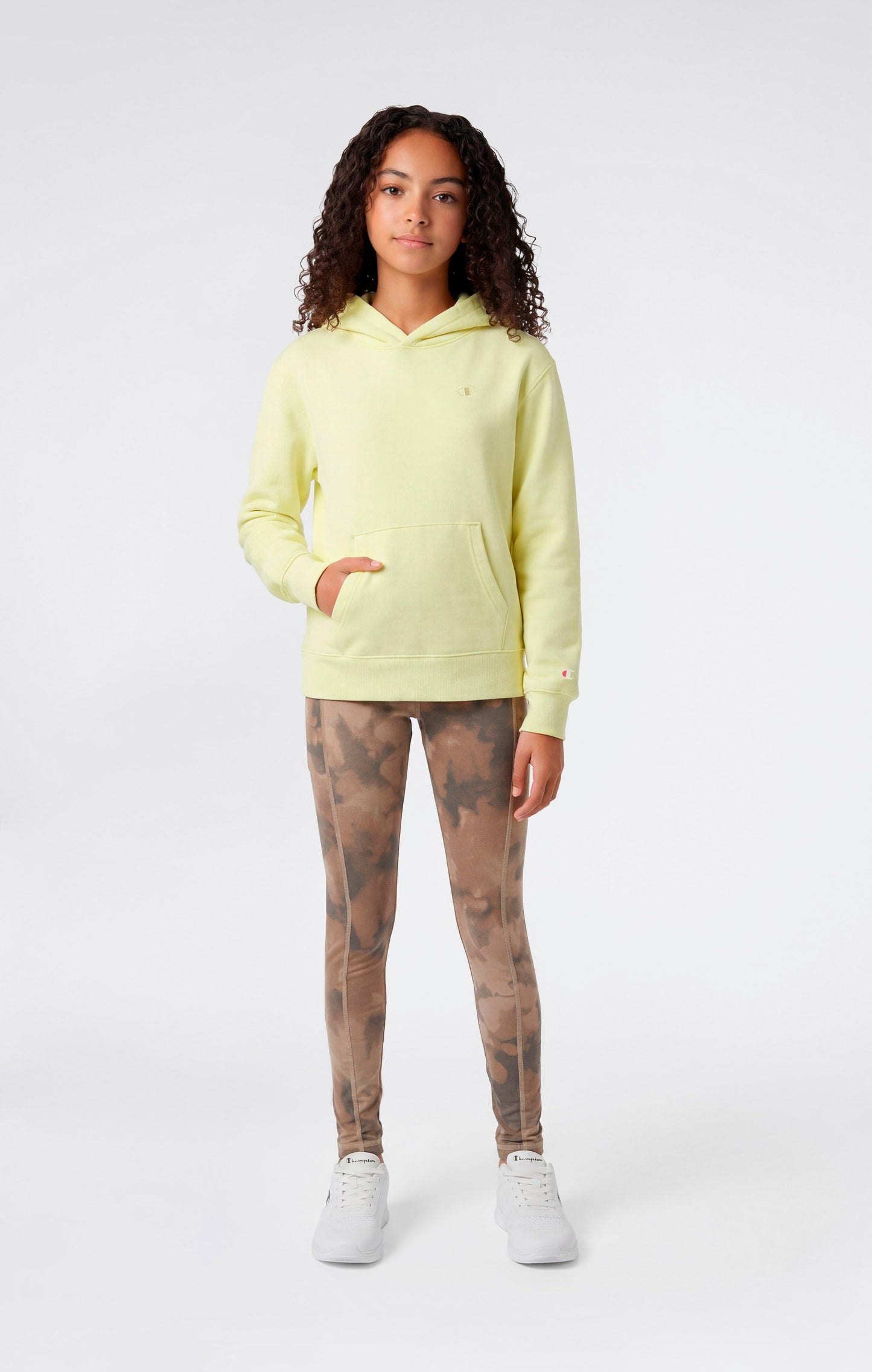 Girls' Lightweight Hooded Sweatshirt with Tonal Embroidered C Logo Icons