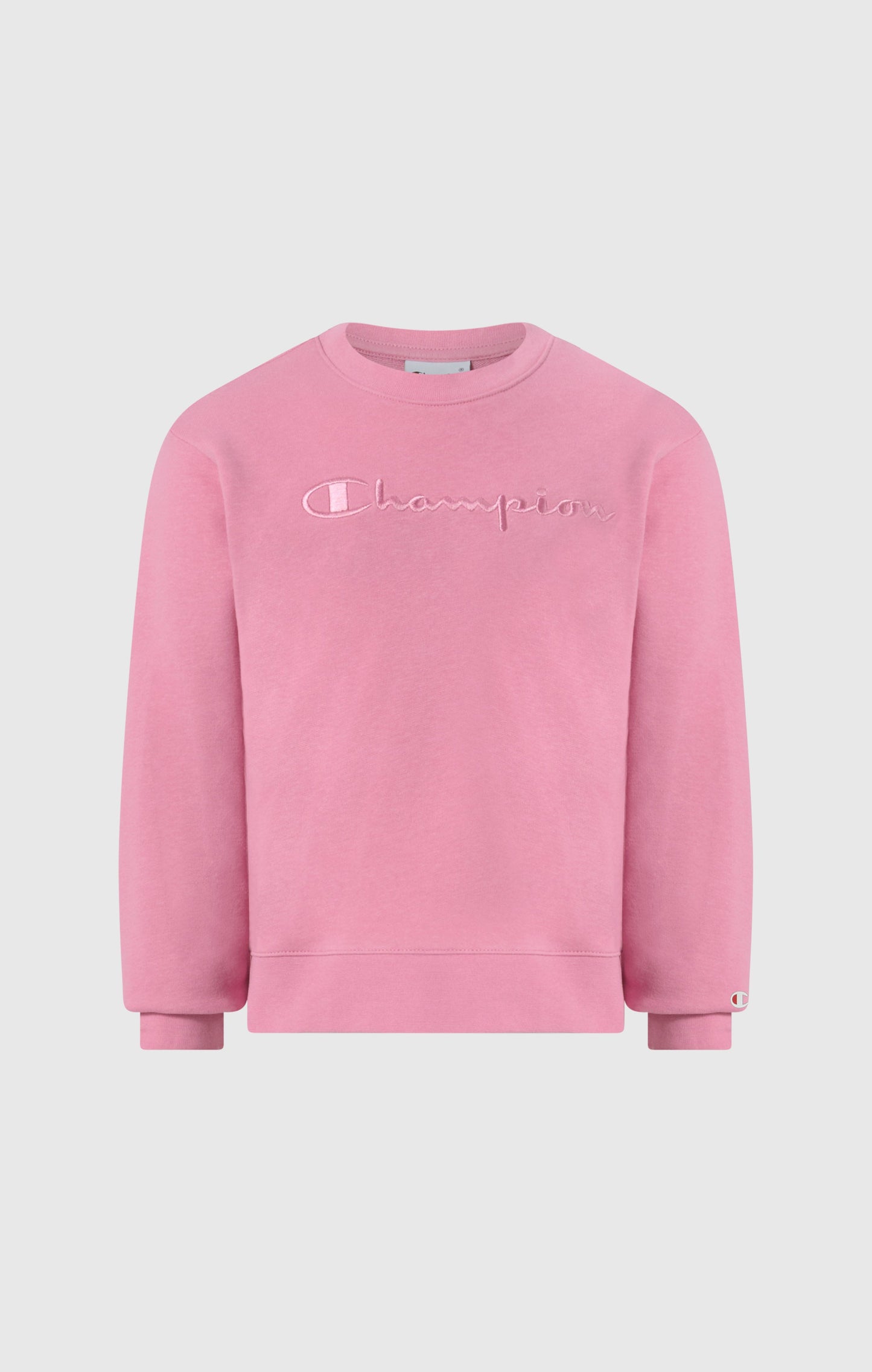 Girls' Lightweight Crewneck Sweatshirt with Tonal Embroidered Maxi Logo Icons