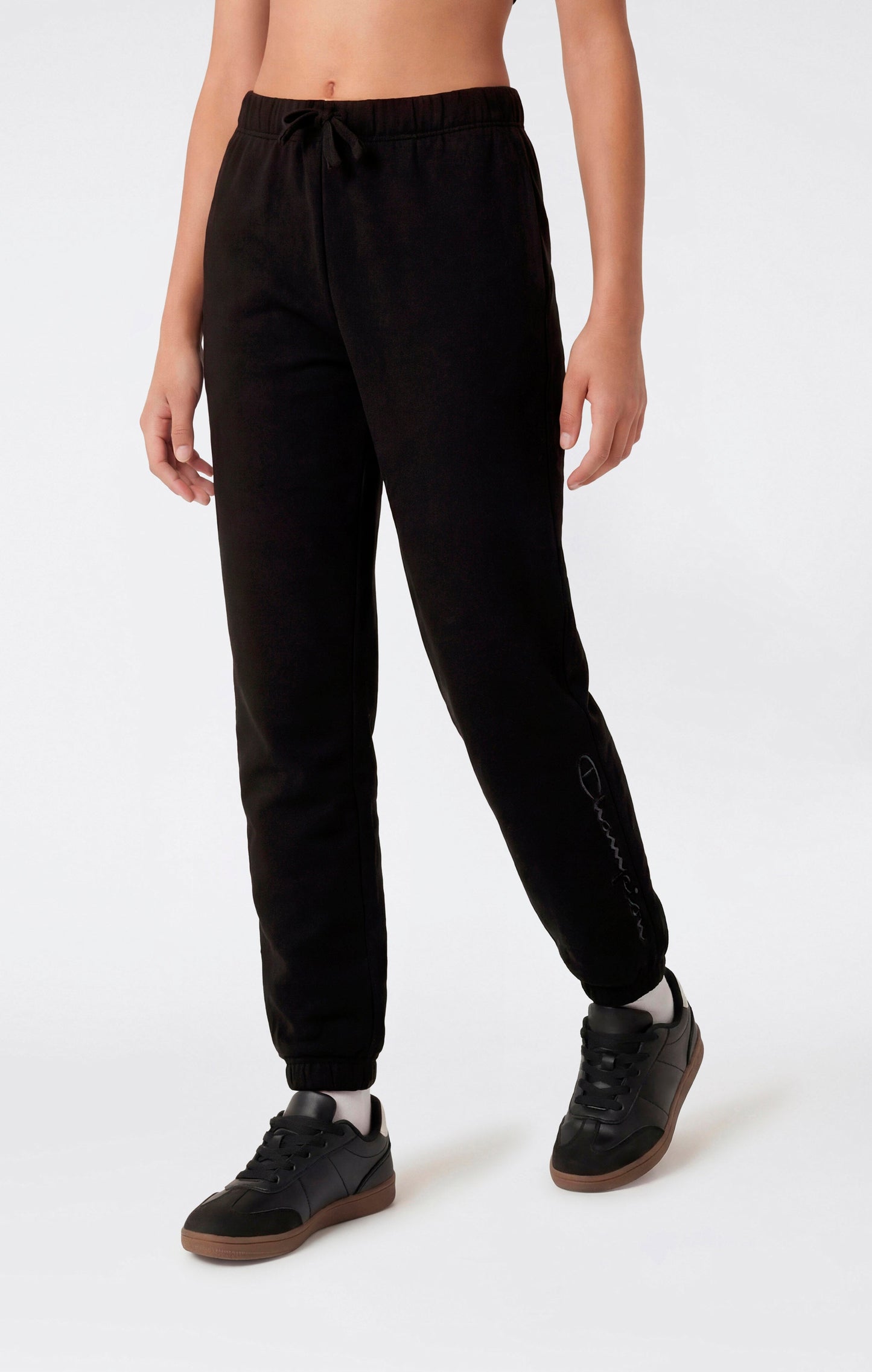 Girls' Elastic Cuff Pants With Embroidered Logo