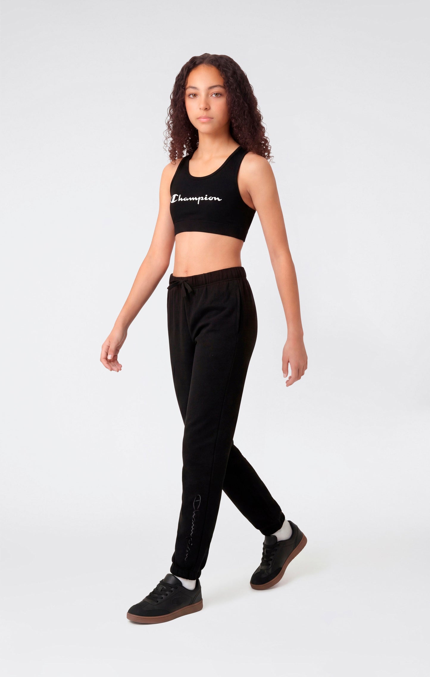 Girls' Elastic Cuff Pants With Embroidered Logo