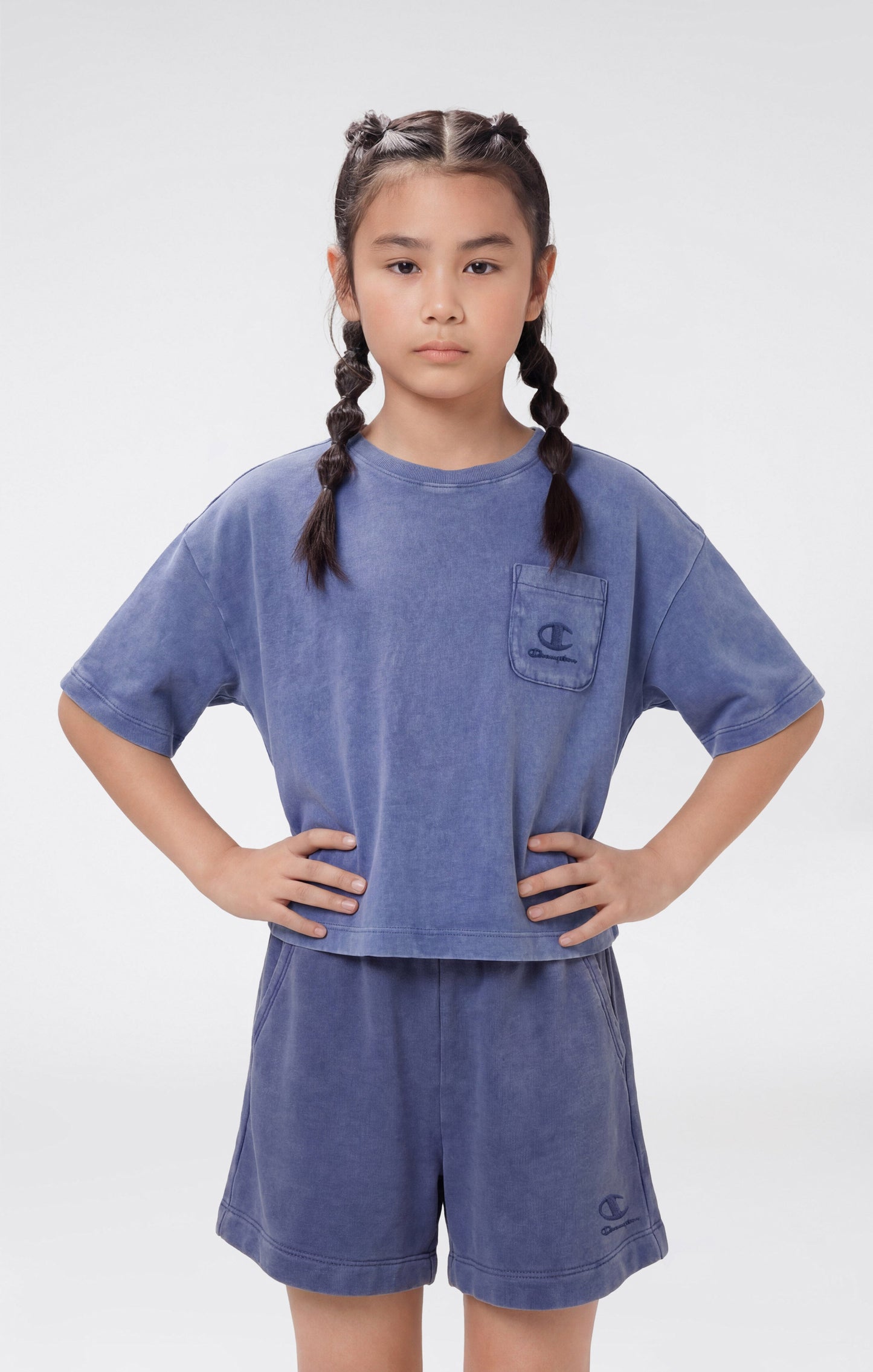 Girls' Washed Effect Crop T-Shirt Icons