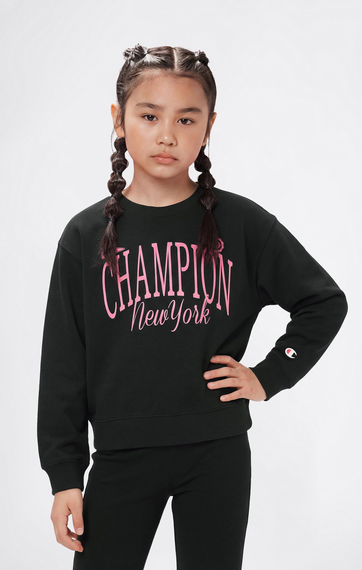 Girls' Crewneck Sweatshirt and Pants Tracksuit with Graphic