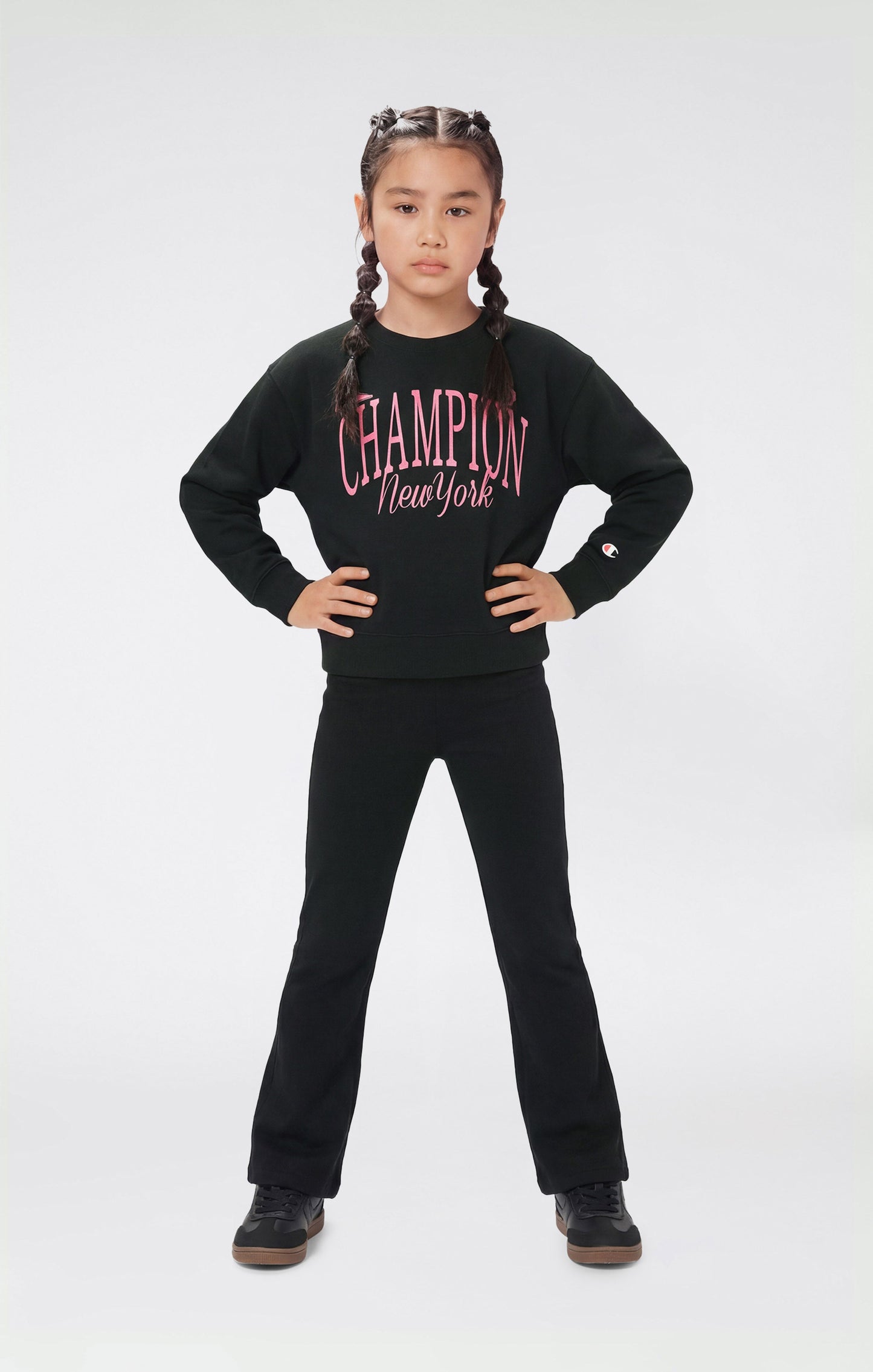 Girls' Crewneck Sweatshirt and Pants Tracksuit with Graphic