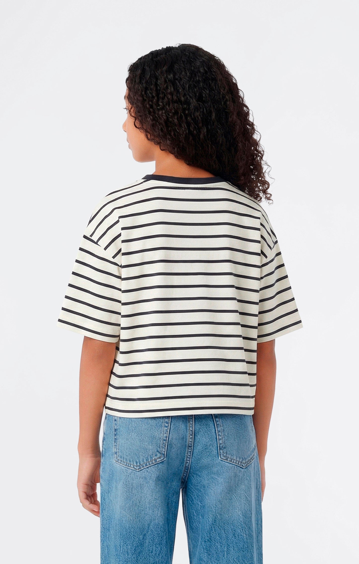 Girls' Oversized Striped T-Shirt Icons