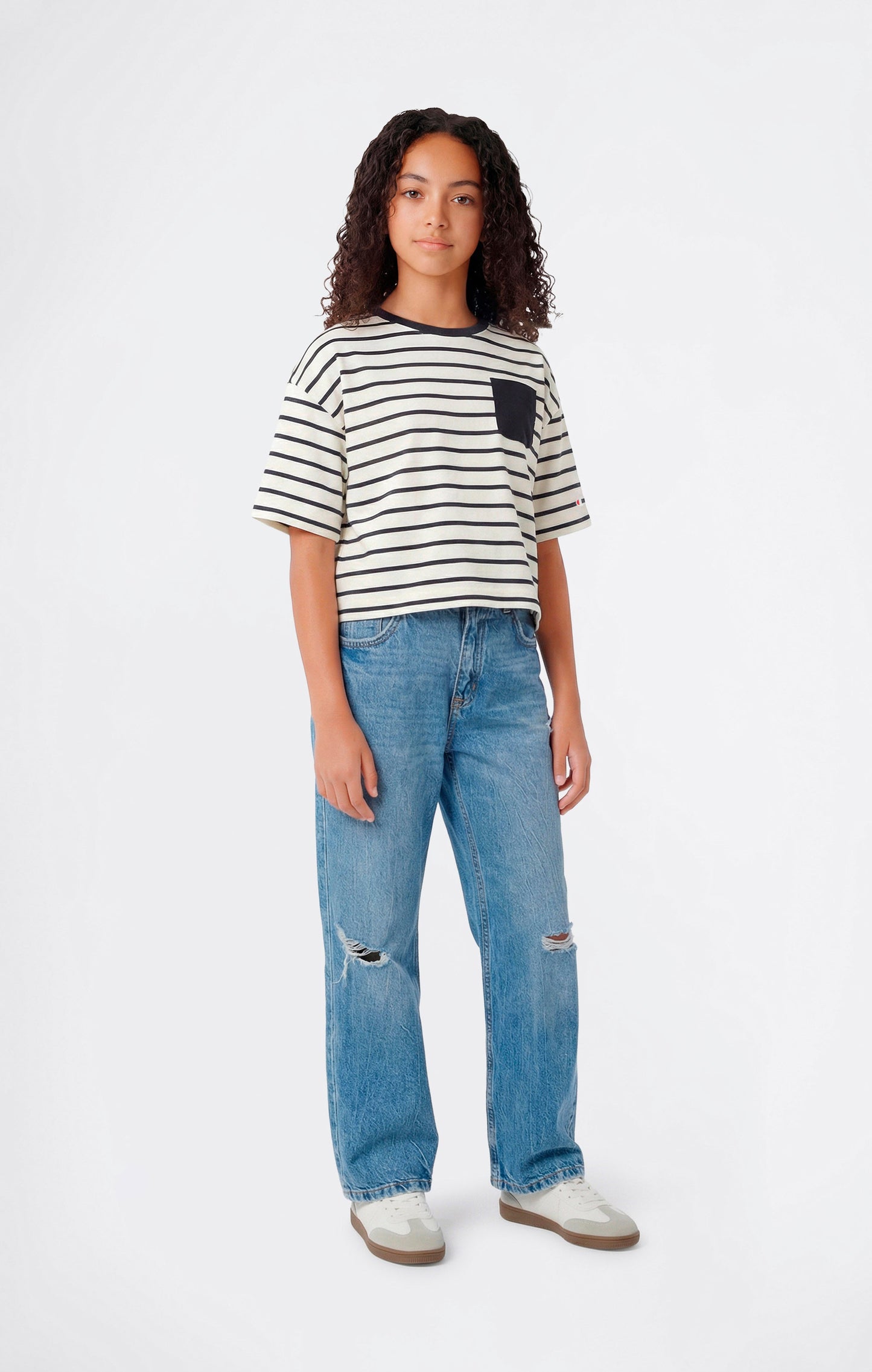 Girls' Oversized Striped T-Shirt Icons