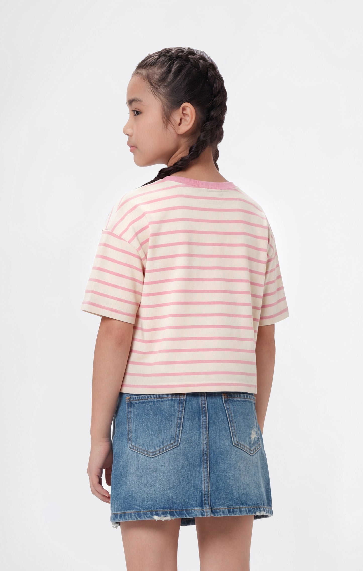 Girls' Oversized Striped T-Shirt Icons