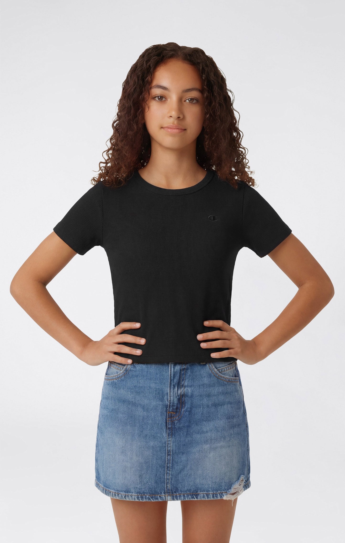 Girls' Stretch Rib Crewneck T-Shirt Icons
